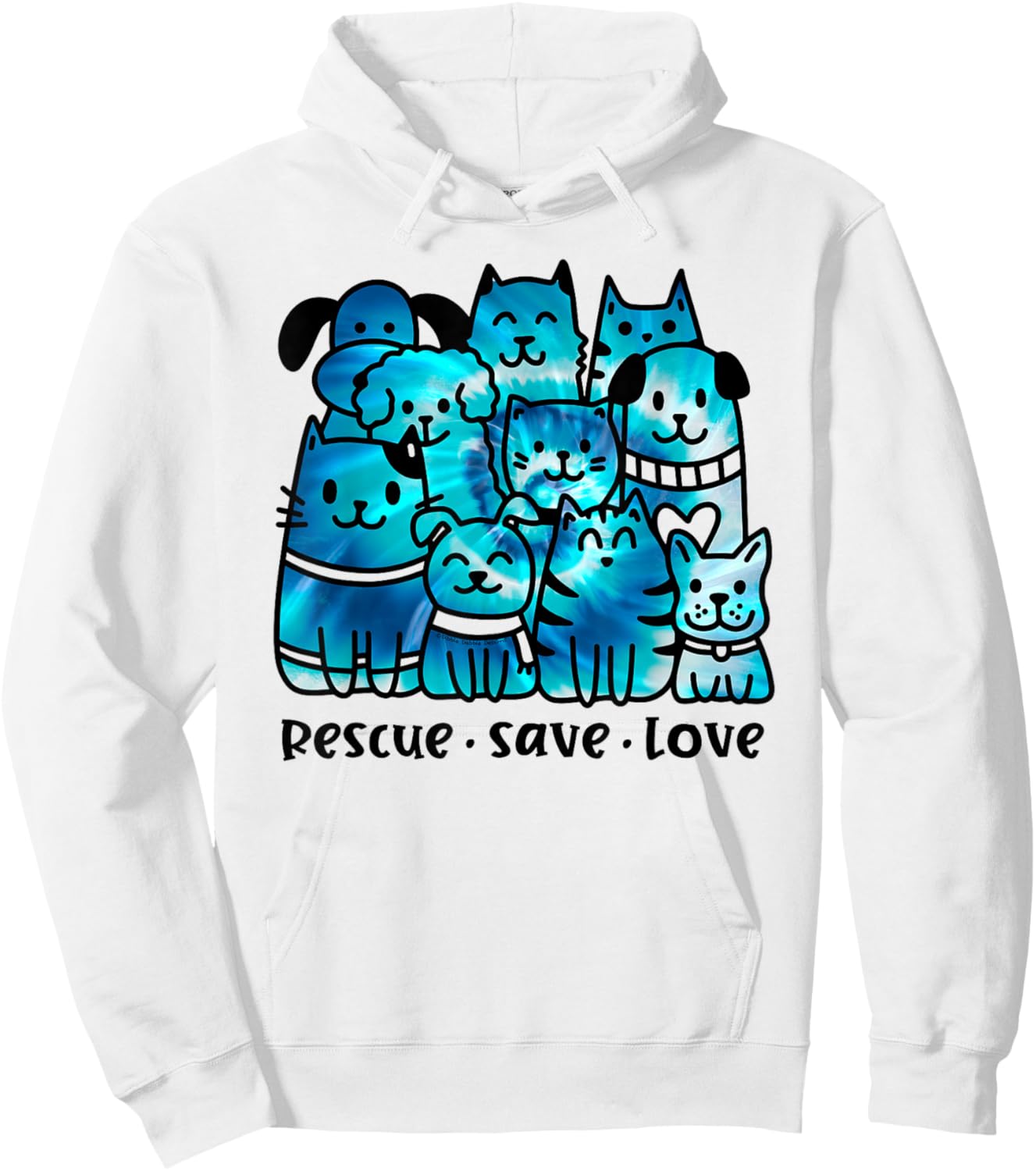 Rescue Save Love Cute Tie Dye Animal Rescue Dog Cat Lovers Hoodie - Hoodie | White