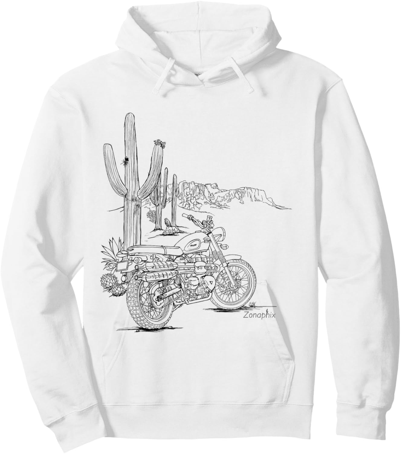 Zonaphix Desert Bike Shirt - Triumph Scrambler - Black Art Hoodie - Hoodie | White