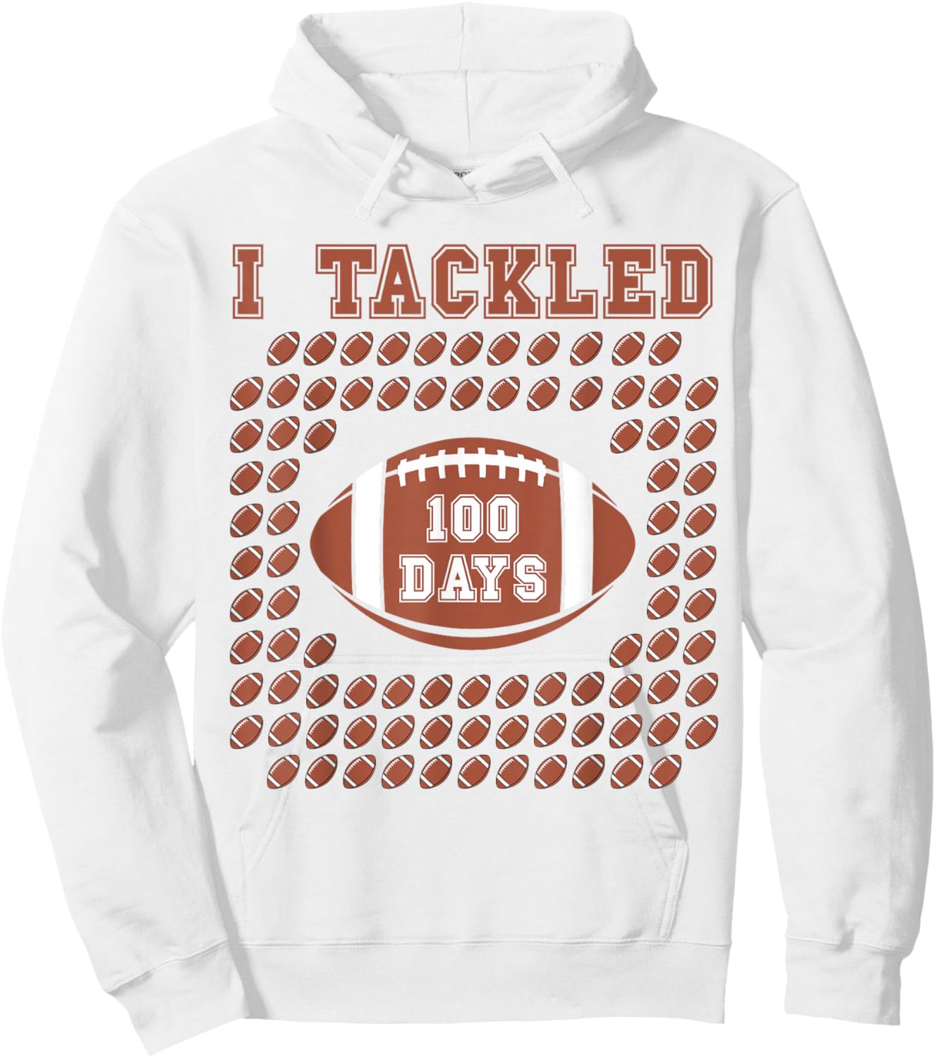 I Tackled 100 Days 100th Day Of School Football for Boys Hoodie - Hoodie | White