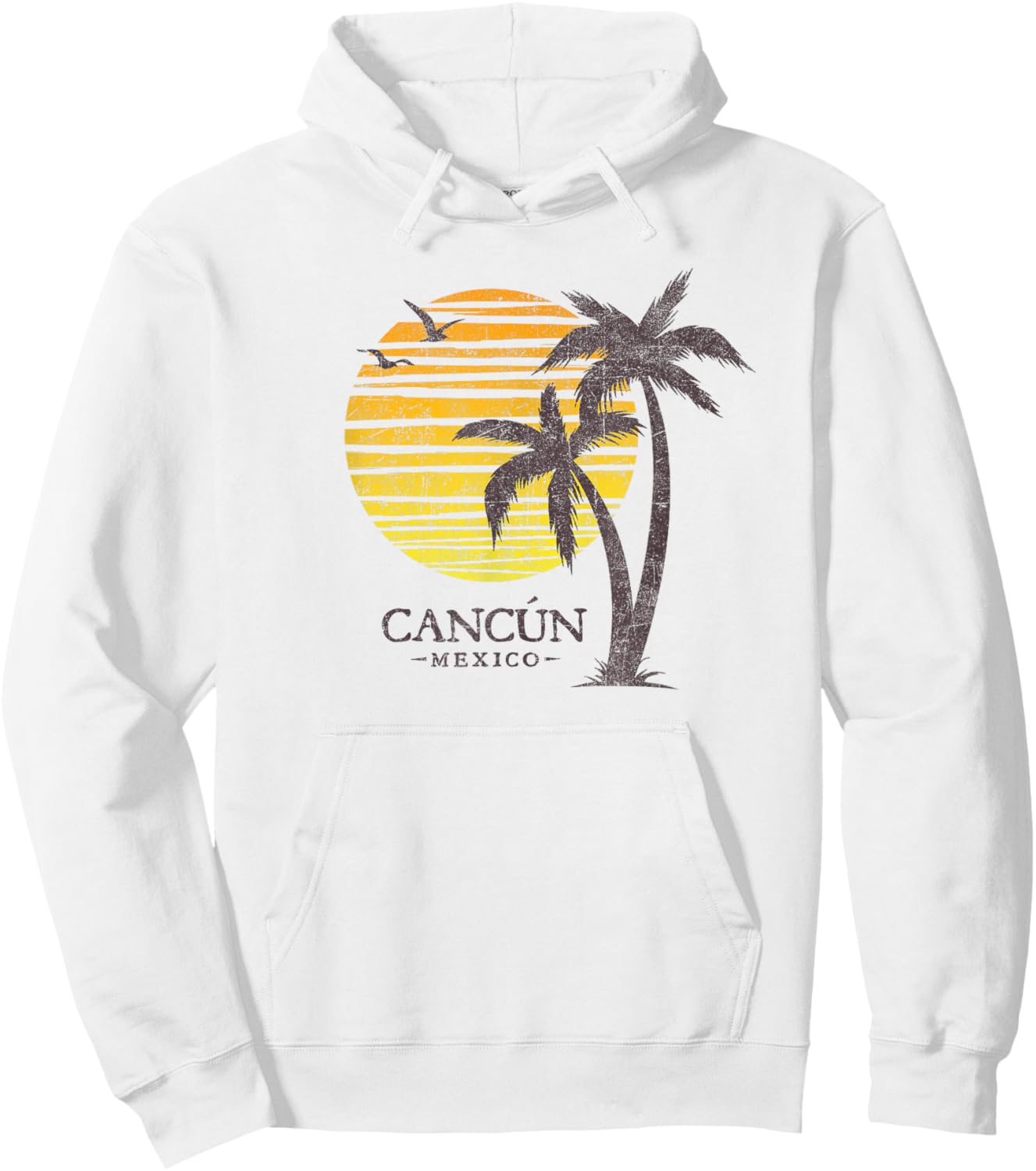 Cancun Mexico Souvenir Beach Sunset Vintage Hoodie - Hoodie | White