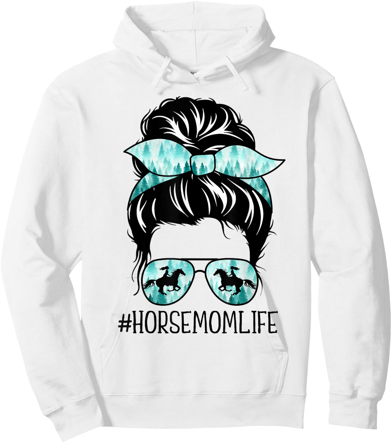 Classy Horse Mom Messy Bun Shades Horsing Mother's Day Hoodie - Hoodie | White