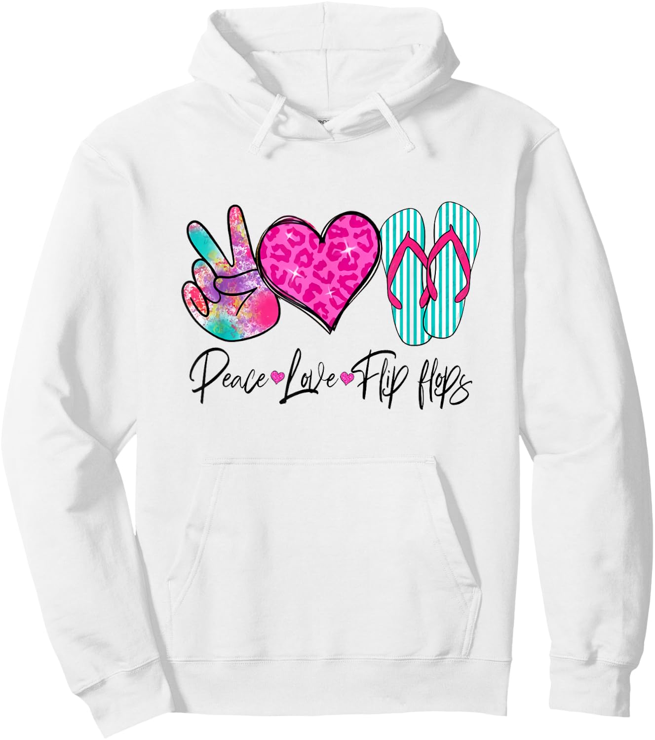 Peace Love Flip Flops Funny Hello Summer Vibes Beach Vacay Hoodie - Hoodie | White