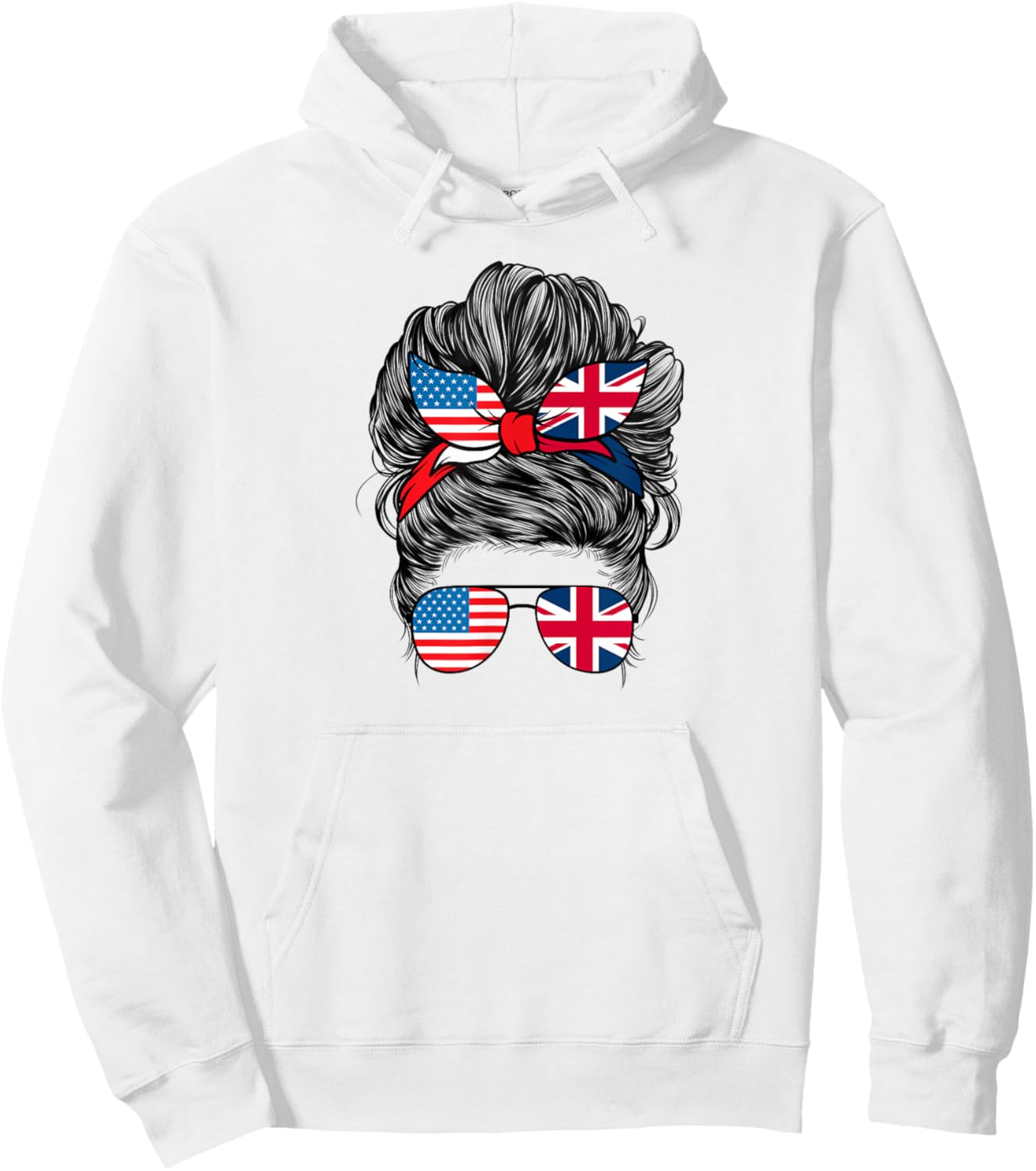Half American British America Great Britain UK USA Flag Girl Hoodie - Hoodie | White