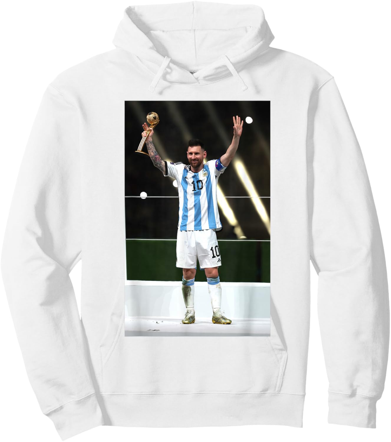 Lionel Messi 5,135.9 cm Katar Weltmeisterschaft Argentinien Sieger Fußball Hoodie - Hoodie | White