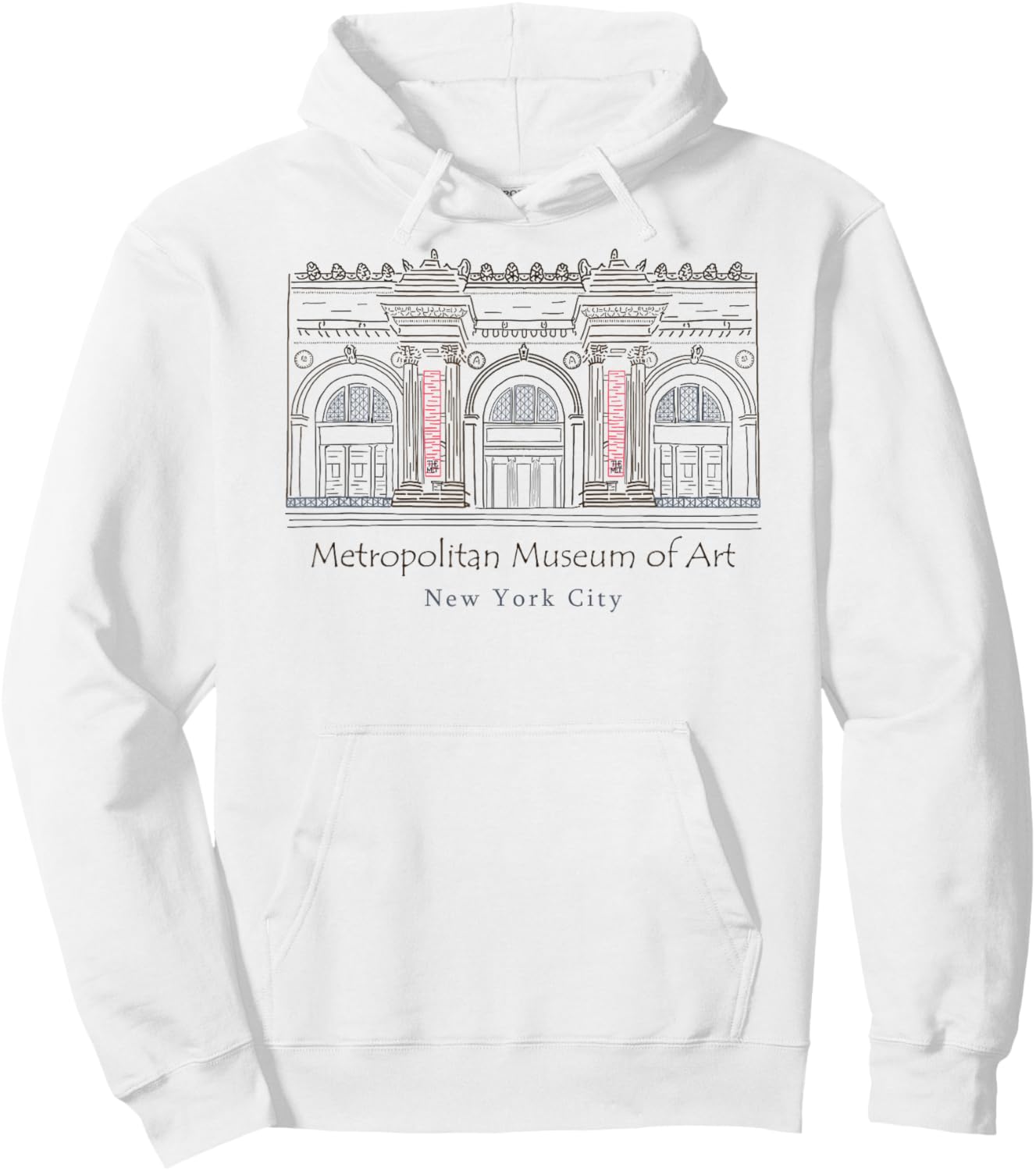 New York City, Metropolitan Museum of Art, USA, Hand drawing Hoodie - Hoodie | White