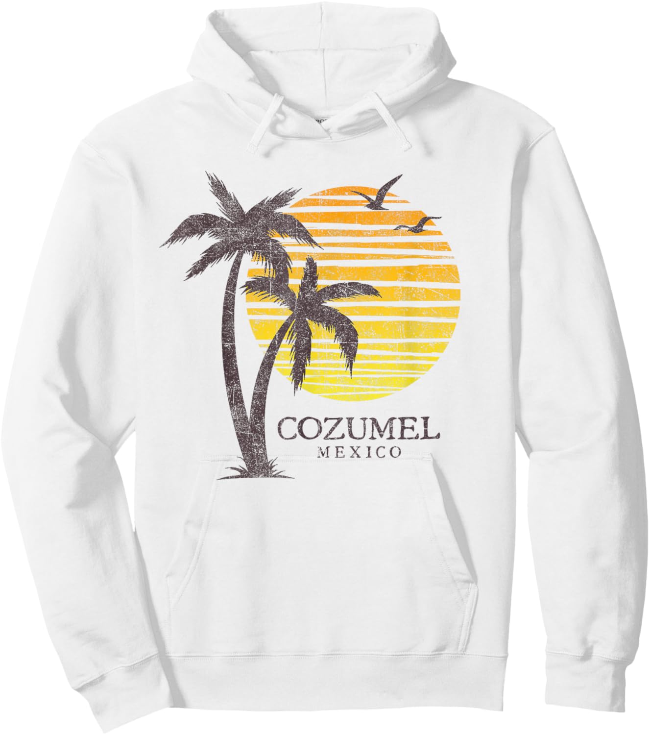 Cozumel Mexico Souvenir Beach Sunset Vintage Hoodie - Hoodie | White