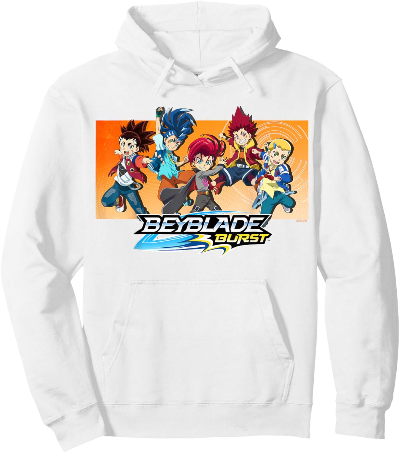Hasbro BEYBLADE BURST QUADSTRIKE: BEL HYUGA & HIKARU DANTE AIGER Women's White Cartoon Graphic , Small, Crew Collar, Short Sleeve, Classic Fit, Imported Hoodie - Hoodie | White