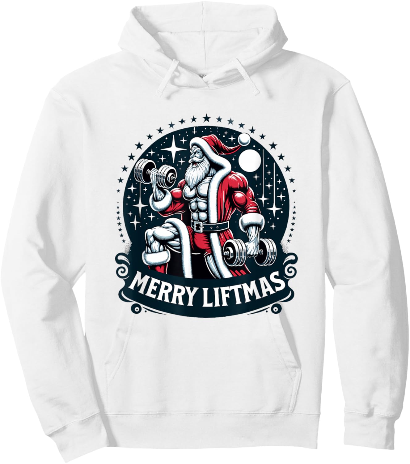 Swole Santa's Merry Liftmas, Buff Santa's Hoodie - Hoodie | White