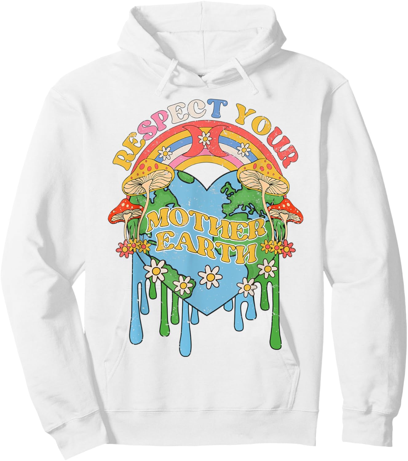Respect Your Mother Earth Groovy Hippie Earth Day Gift Ideas Hoodie - Hoodie | White