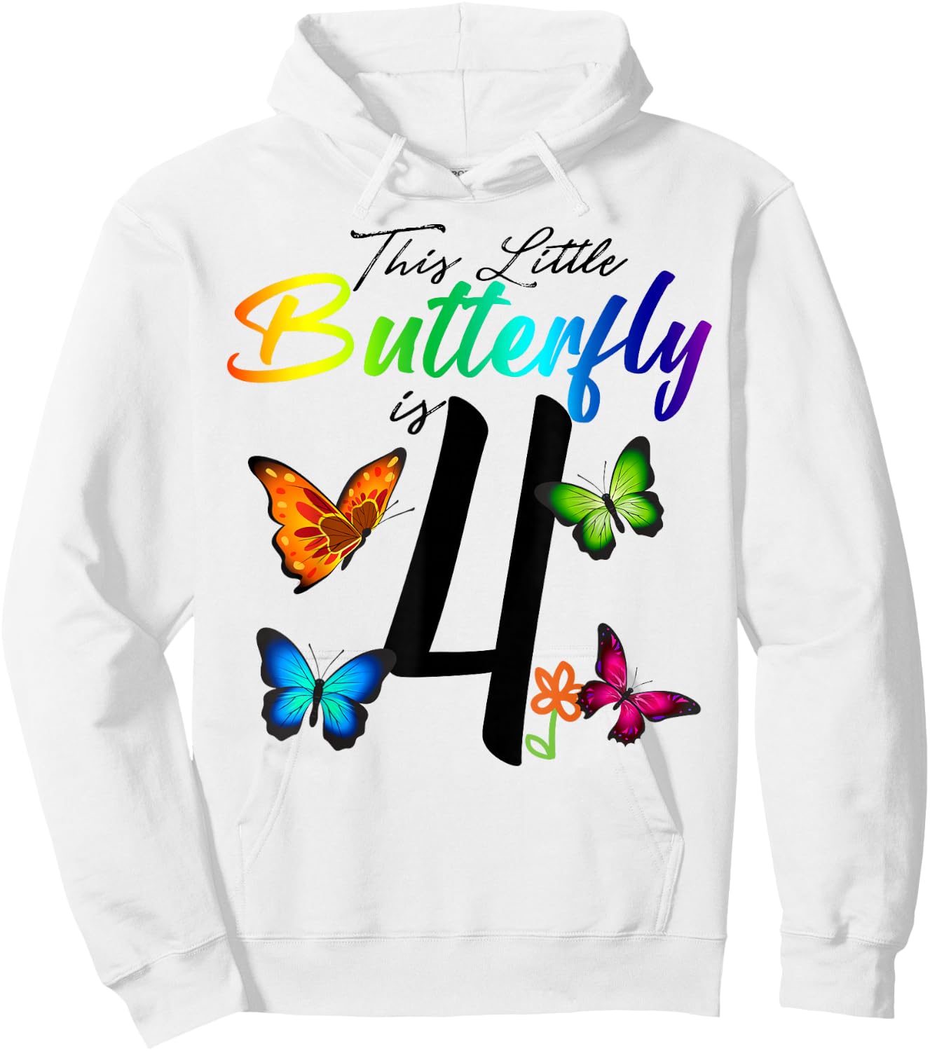 This Little Butterfly Is 4 Years Old Butterflies 4th B-day Hoodie - Hoodie | White