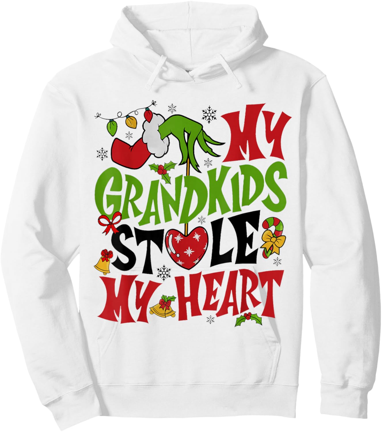 My Grandkids Stole My Heart Funny Christmas Vintage Xmas Hoodie - Hoodie | White