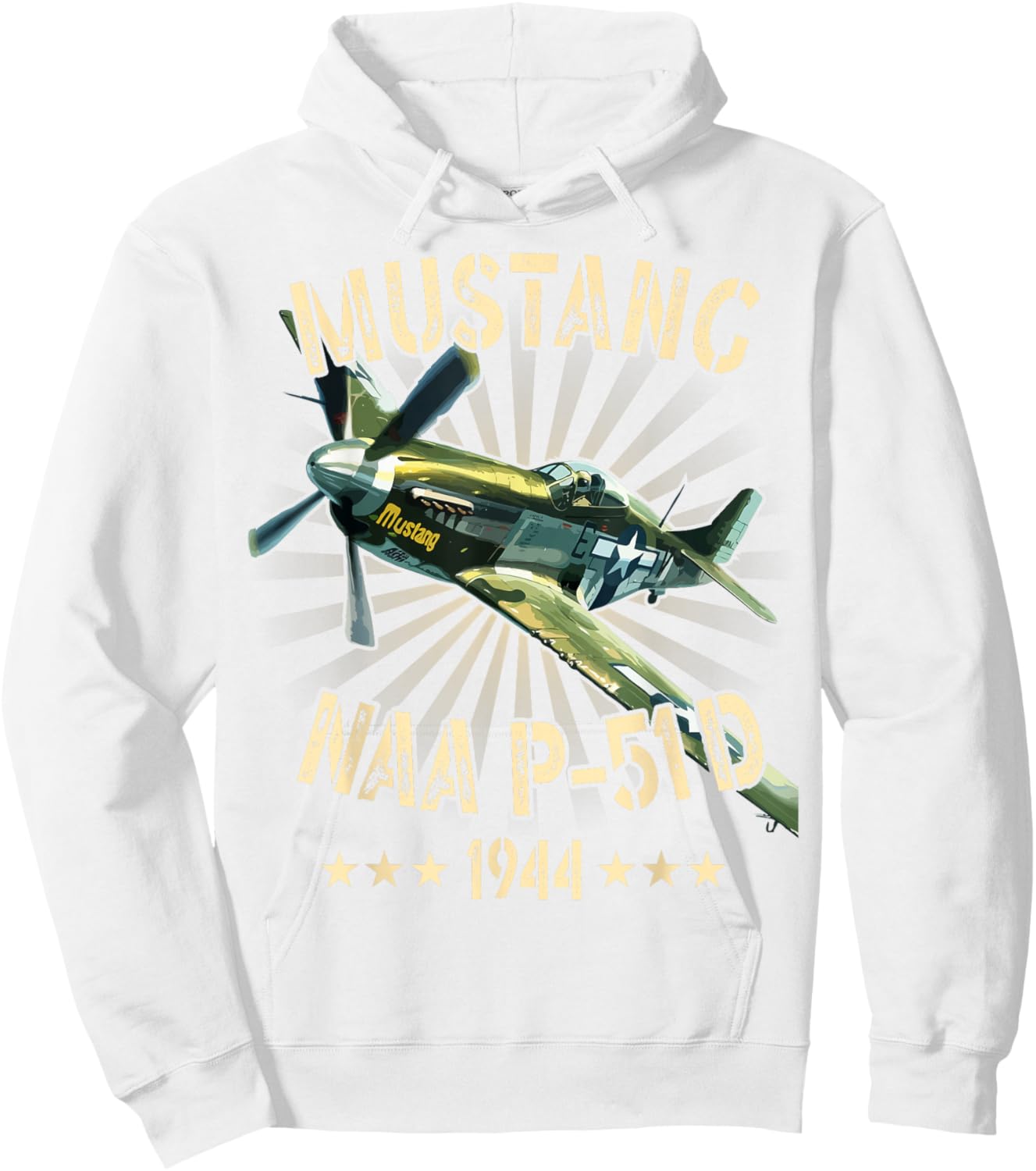 P-51D Mustang Vintage North American P-51D Fighter Warbirds Hoodie - Hoodie | White