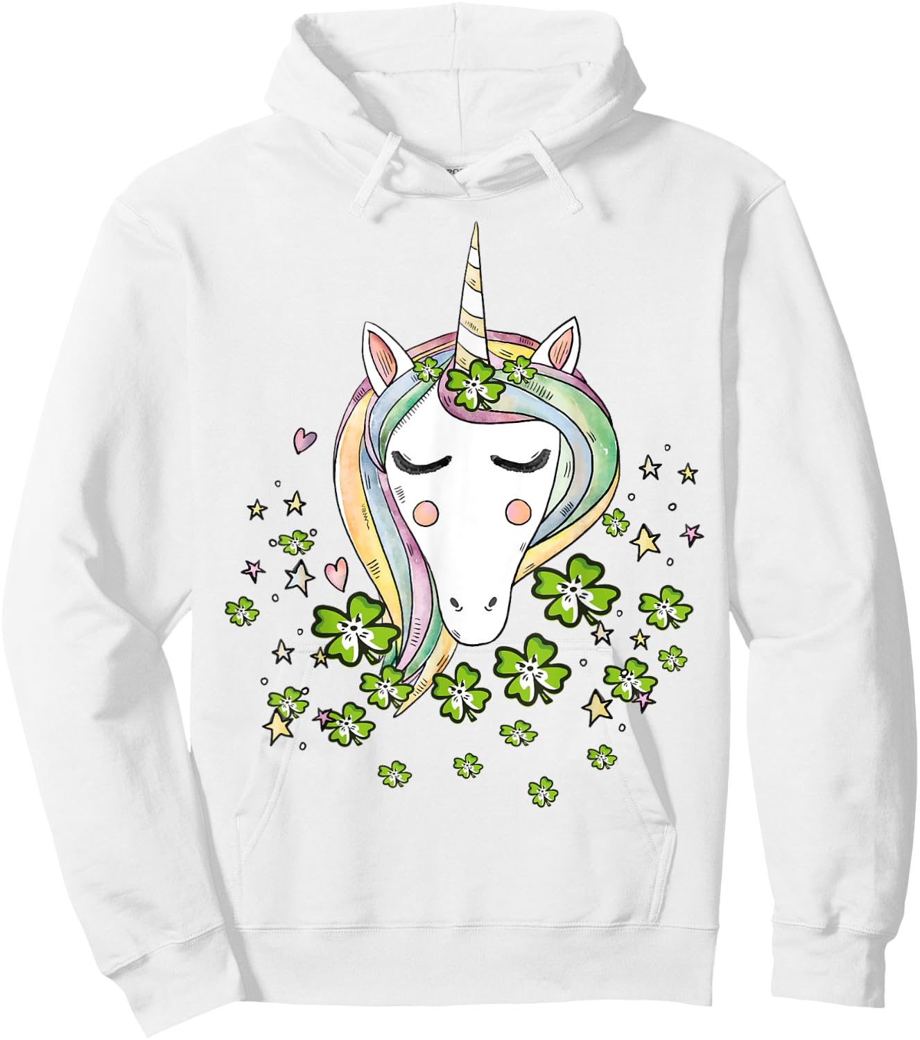 St Patricks Day Shamrock Unicorn Girls Irish Cool Green Kids Hoodie - Hoodie | White