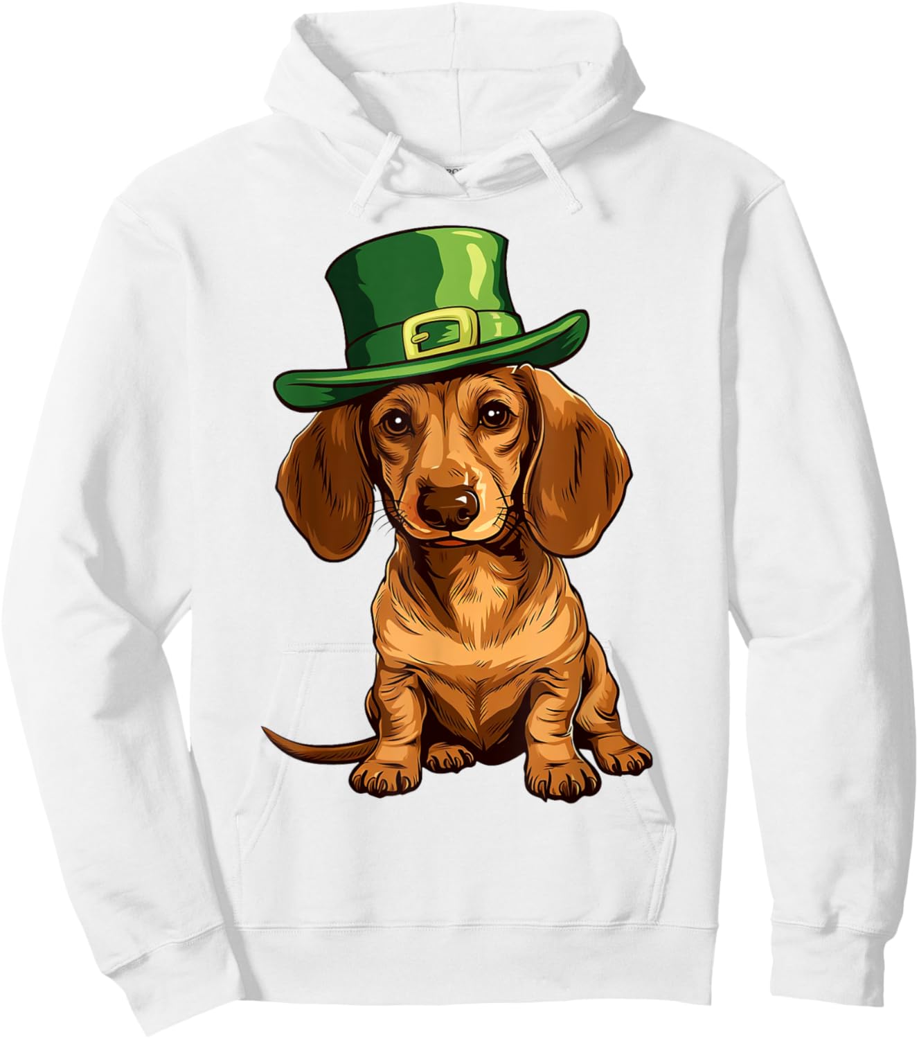 Saint Patricks Day Dachshund Dog Shamrock Hat Gifts Women Hoodie - Hoodie | White