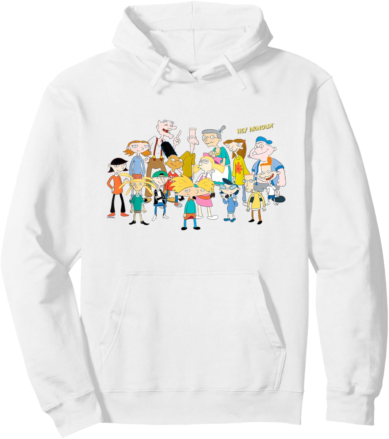 Hey Arnold! Iconic Characters Group Shot Big Chest Logo Hoodie - Hoodie | White