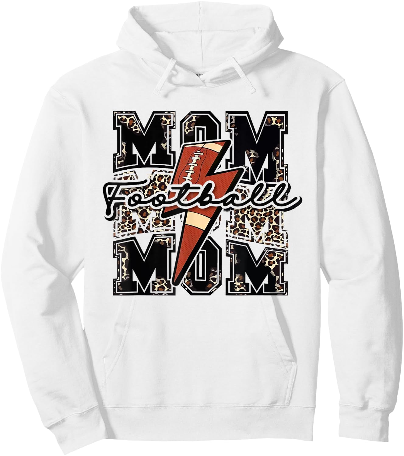 Football Mom Lightning Bolt Leopard Print Game Day Vibes Hoodie - Hoodie | White