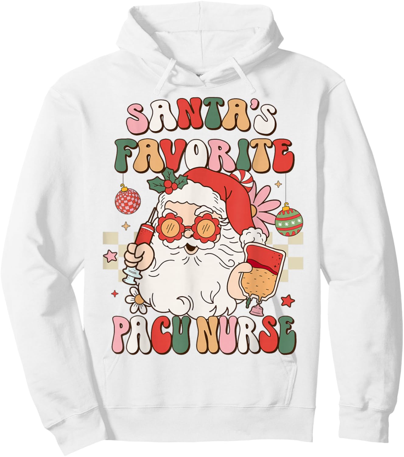 Retro Santa Favorite Pacu Nurse Christmas Women Hoodie - Hoodie | White