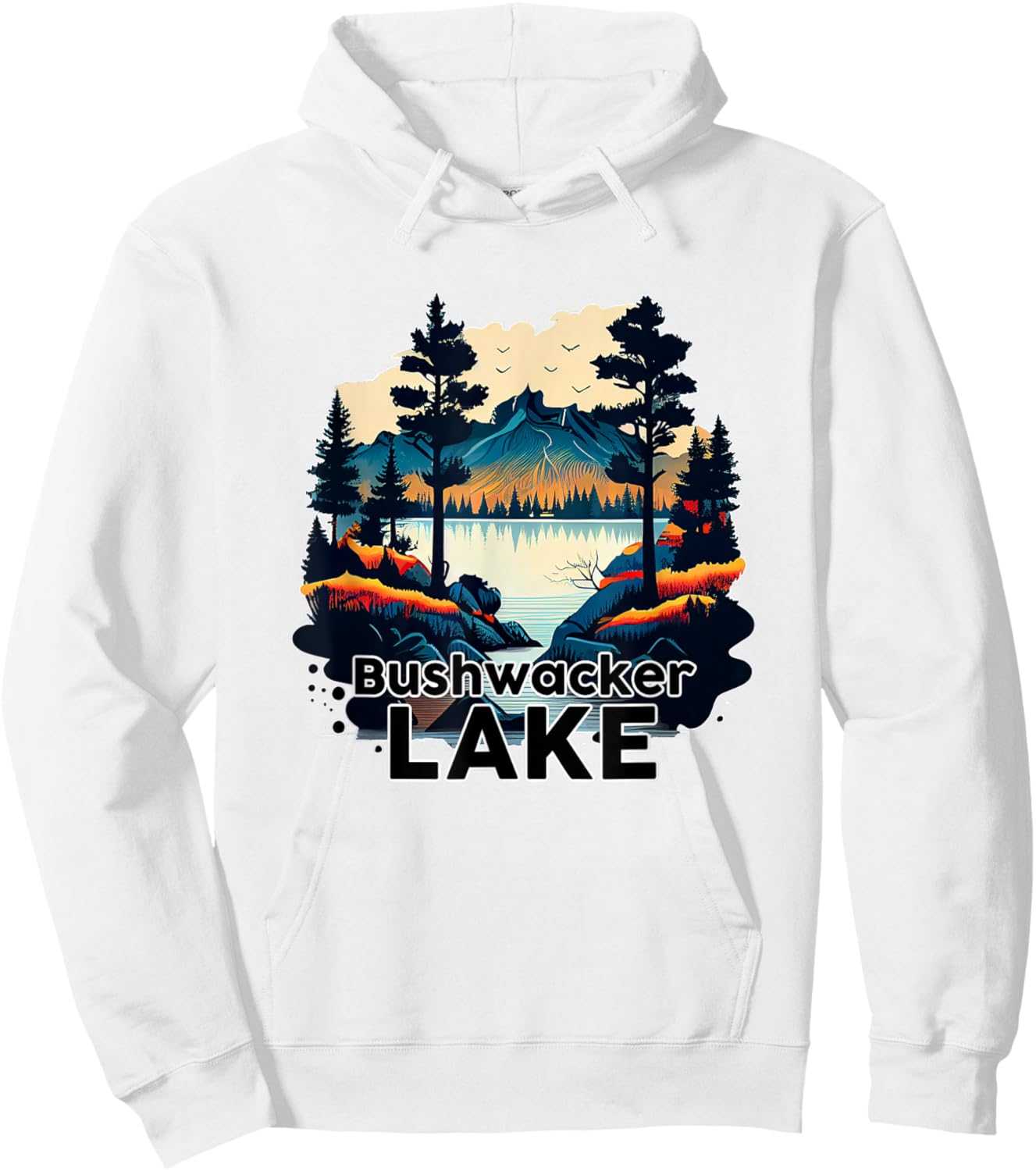 Bushwacker Lake Retro Minimalist Lake Bushwacker Hoodie - Hoodie | White