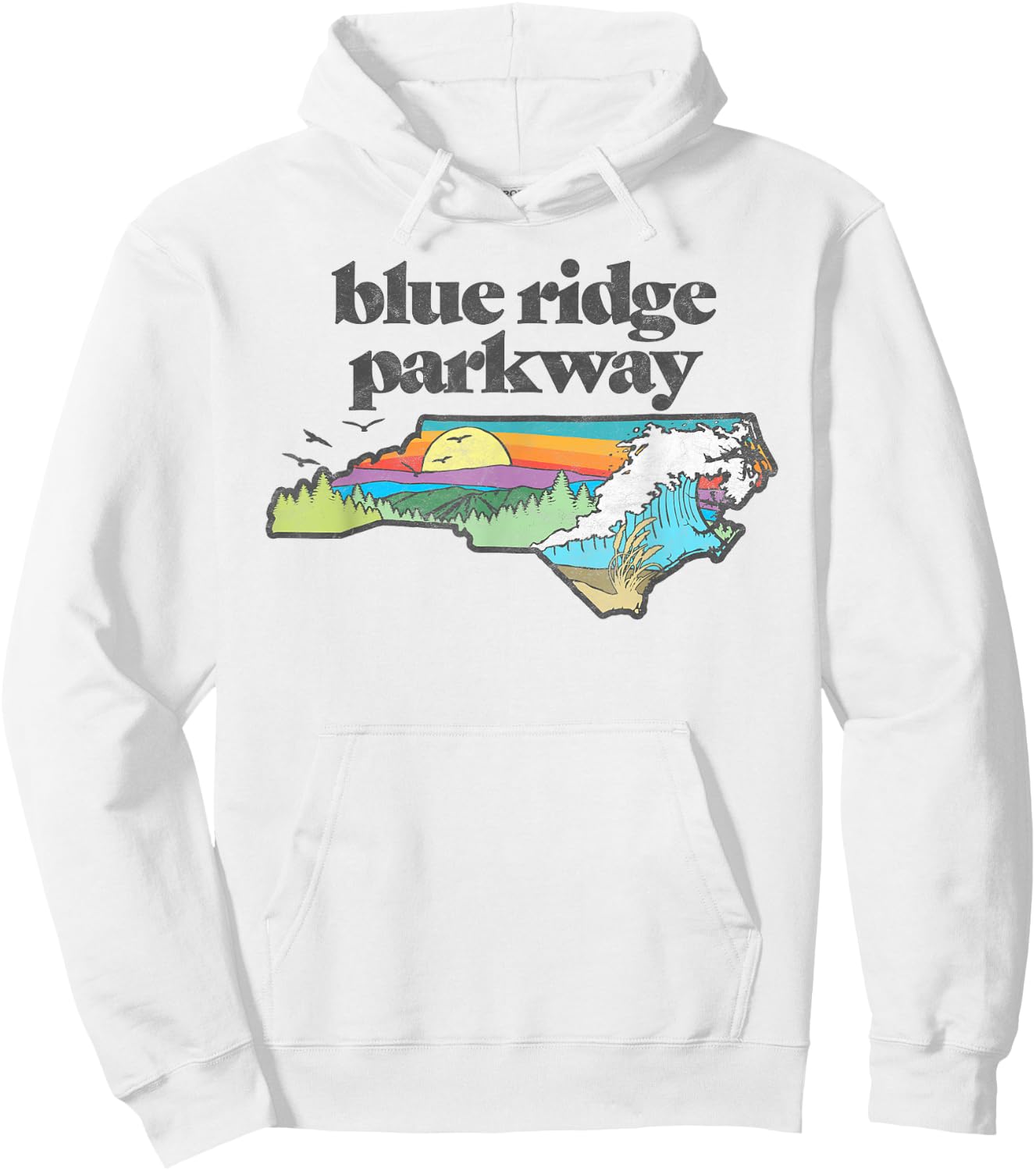 Blue Ridge Parkway North Carolina Retro Nature Hoodie - Hoodie | White