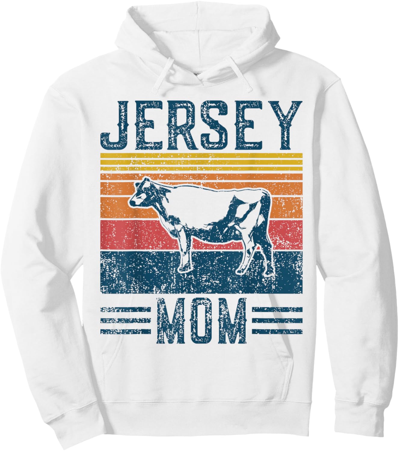 Best Cow Mom Women - Vintage Cattle Jersey Hoodie - Hoodie | White