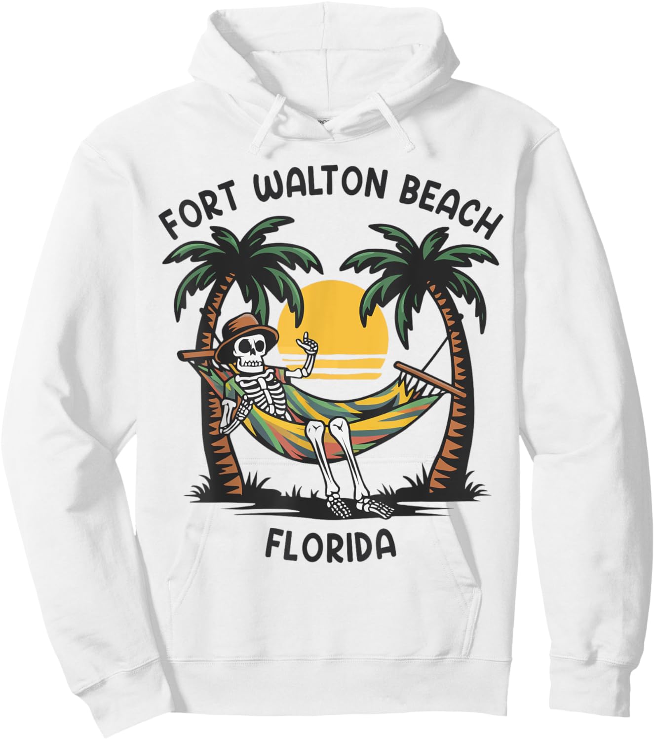 Vintage Fort Walton Beach Florida Palms FL Sunset Funny Men Women Hoodie - Hoodie | White