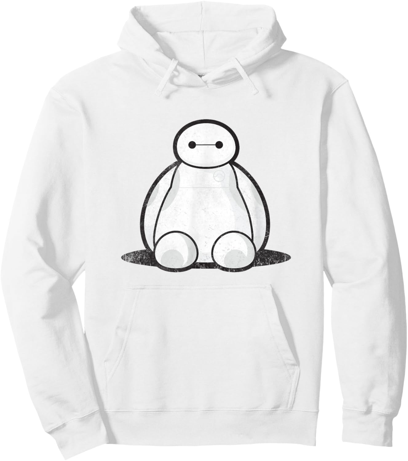 Disney Big Hero 6 Cute Baymax Sitting Distressed Shot Hoodie - Hoodie | White