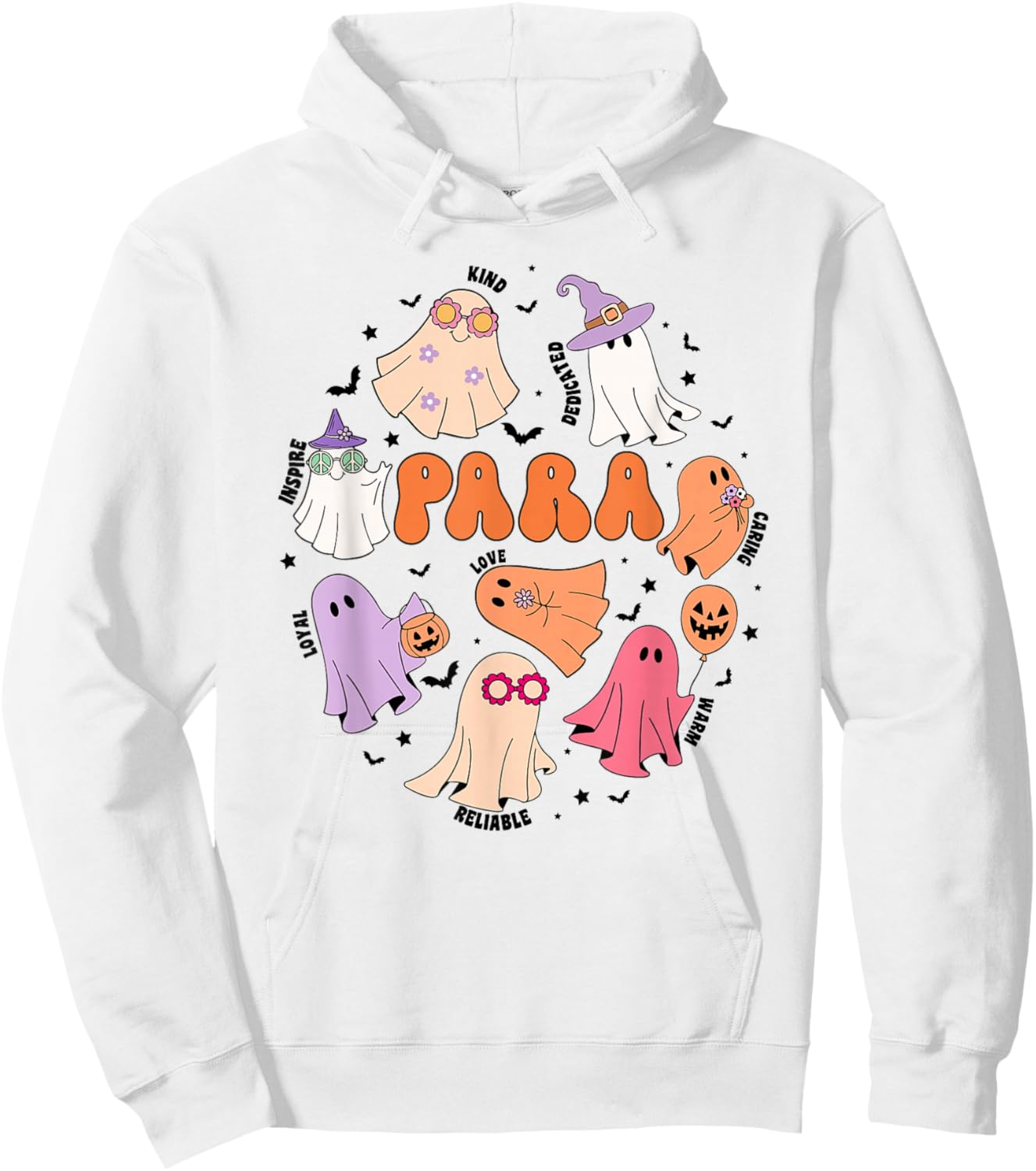 Groovy PARA Ghosts Retro Parapro Halloween Paraprofessional Hoodie - Hoodie | White