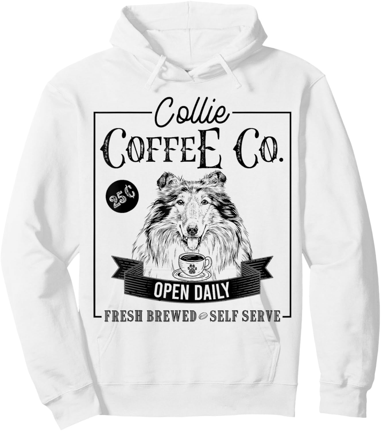 Retro Rough Collie Coffee Funny Dog Mom Coffee Lover Women Girls Kids Hoodie - Hoodie | White