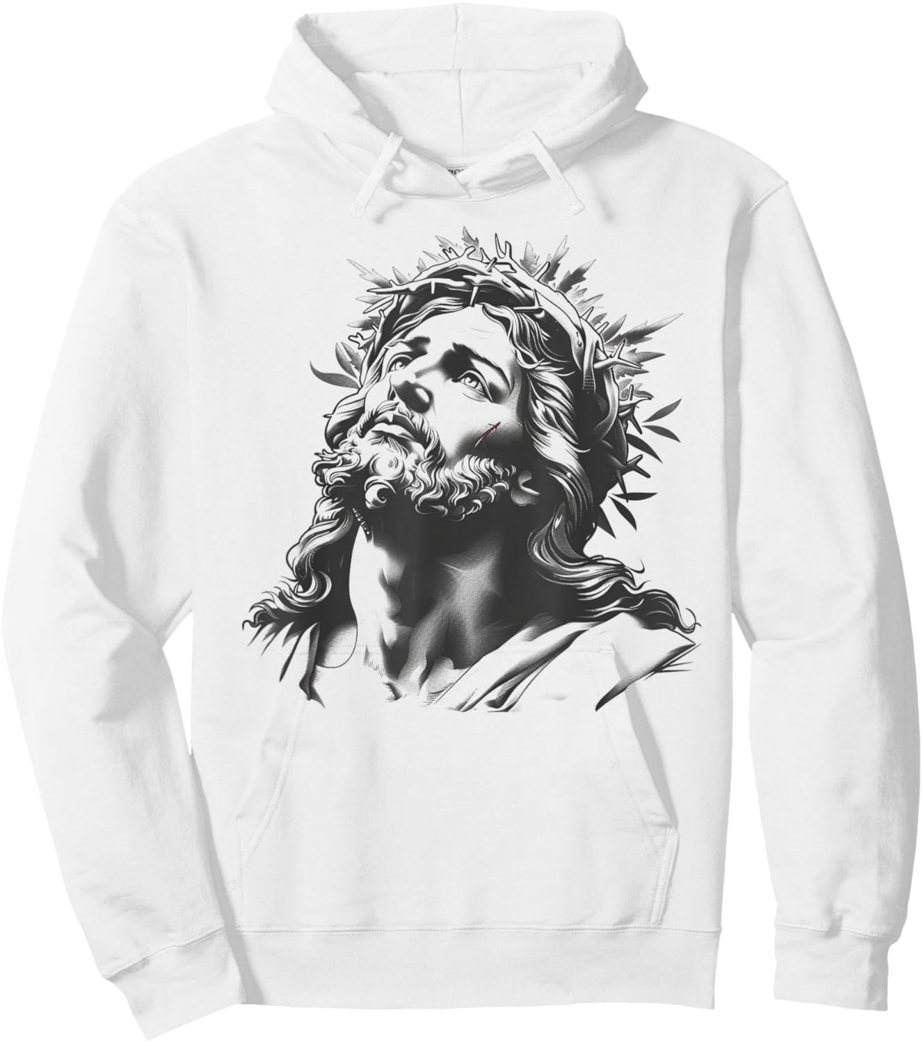 Tattoo Style Jesus Christ Face Hoodie - Hoodie | White