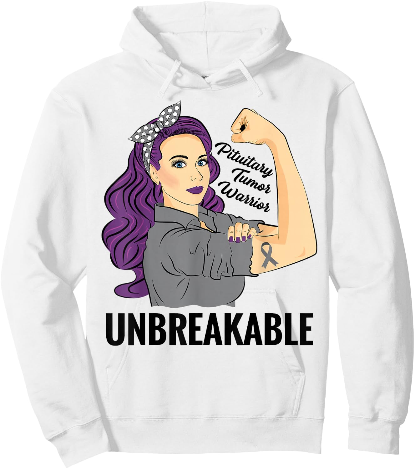 Pituitary Tumor Warrior Unbreakable Gland Awareness Hoodie - Hoodie | White