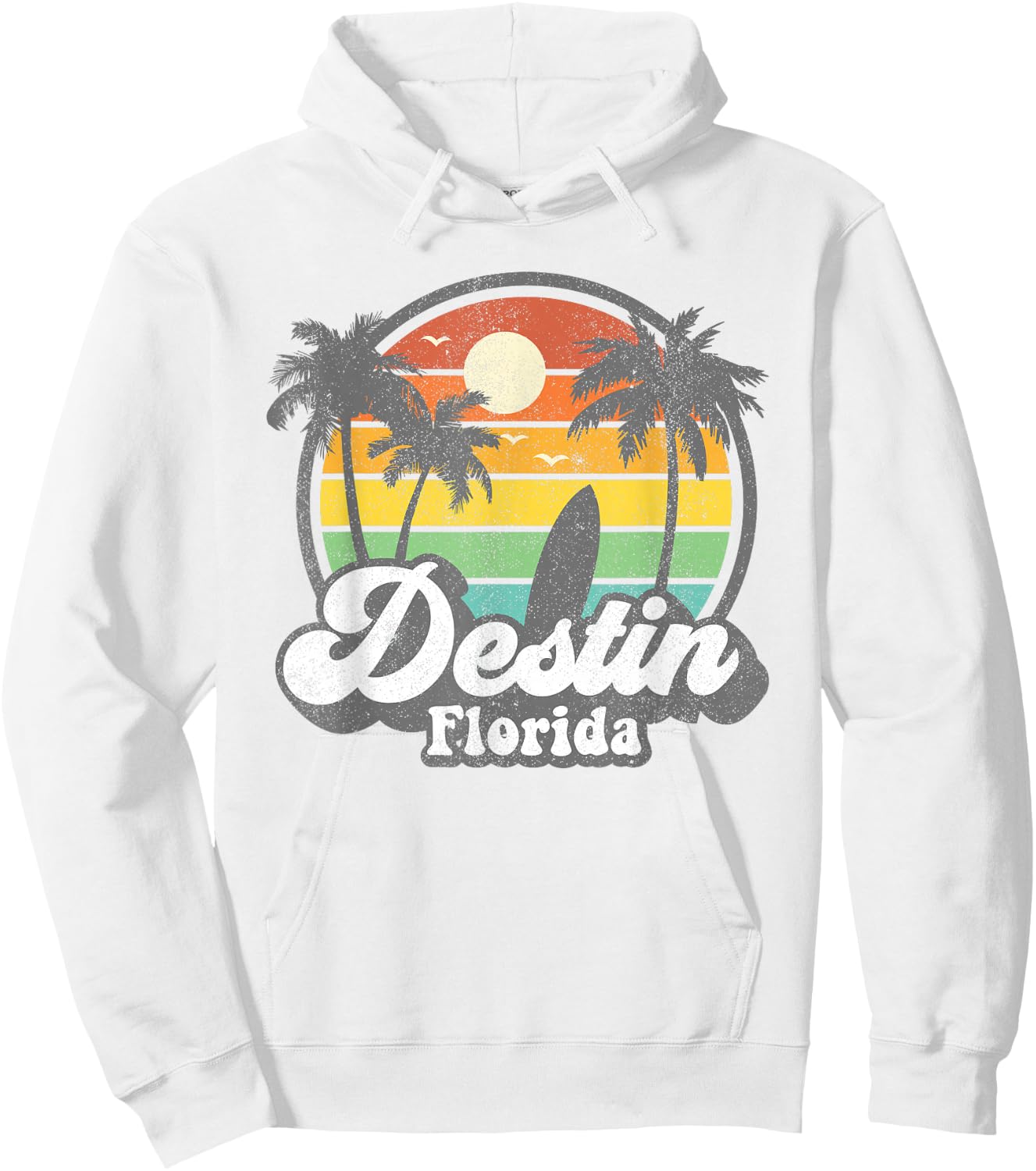Vintage Destin Florida Beach Surfing Retro 70s Surf Gift Hoodie - Hoodie | White