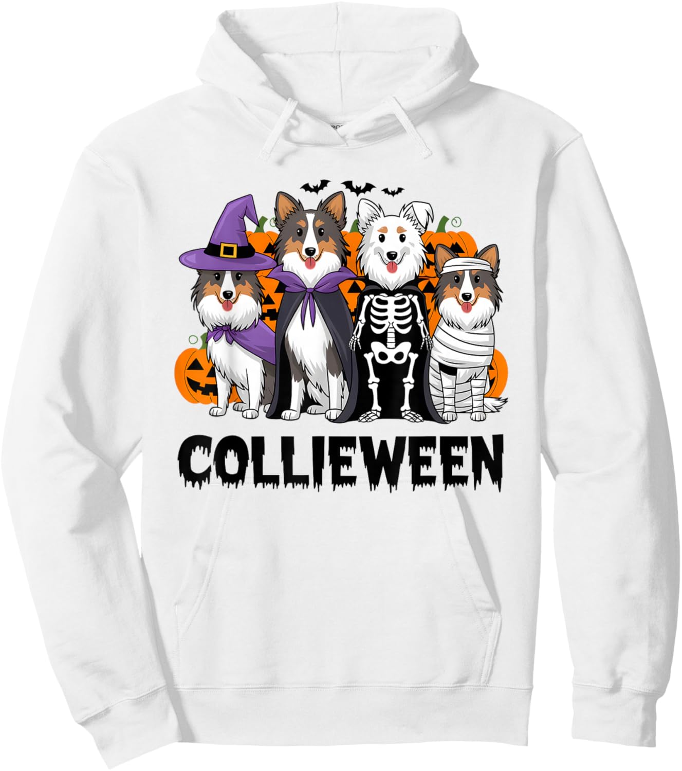 Funny Halloween Rough Collie Dog Lover Collieween Pumpkin Hoodie - Hoodie | White