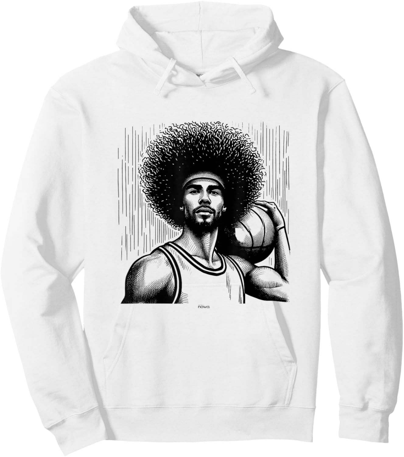 Impressive Afro Basketball Hairdo Hoodie - Hoodie | White