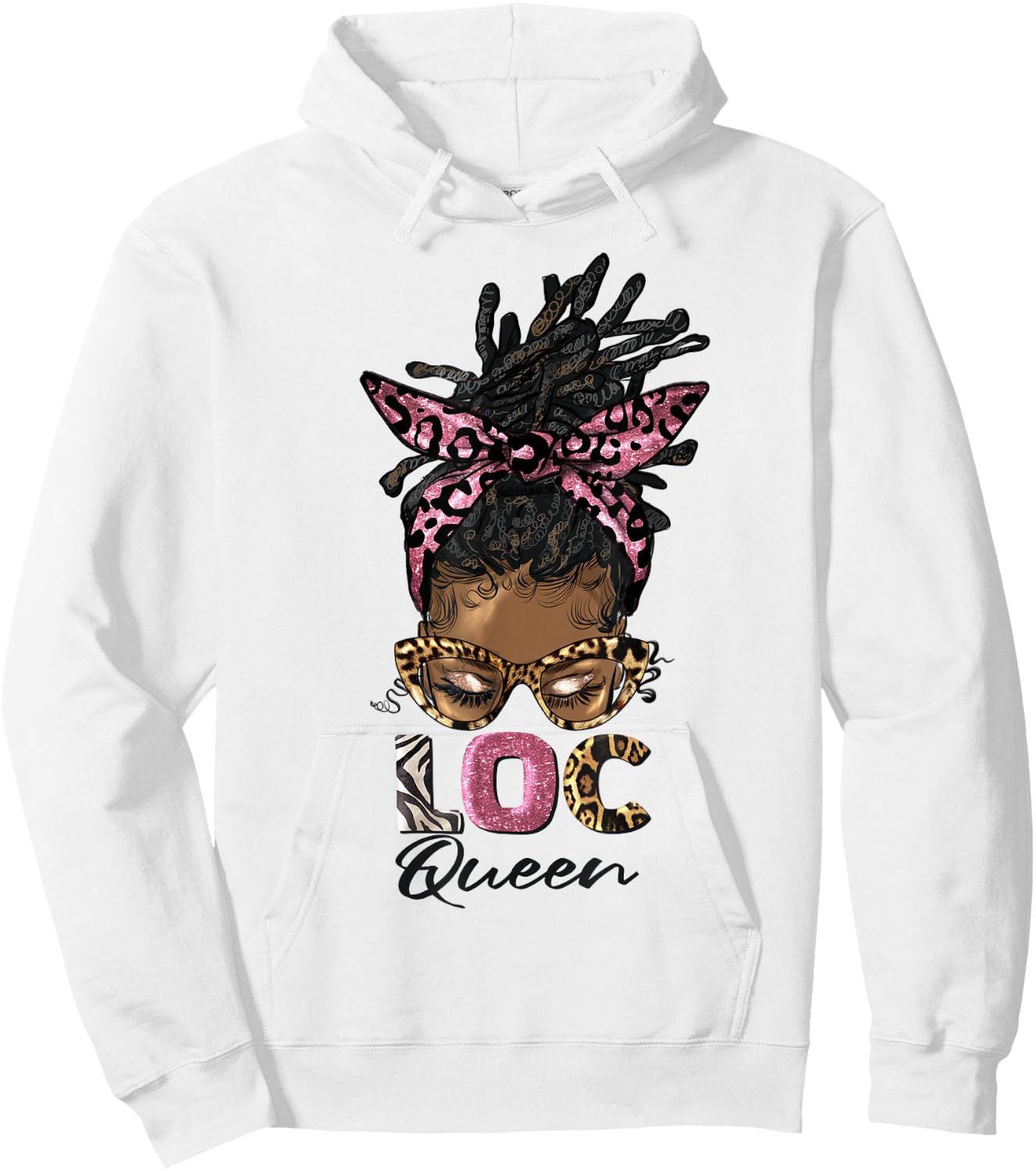 Loc'd Queen Afro Messy Bun Leopard Black Woman Birthday Hoodie - Hoodie | White