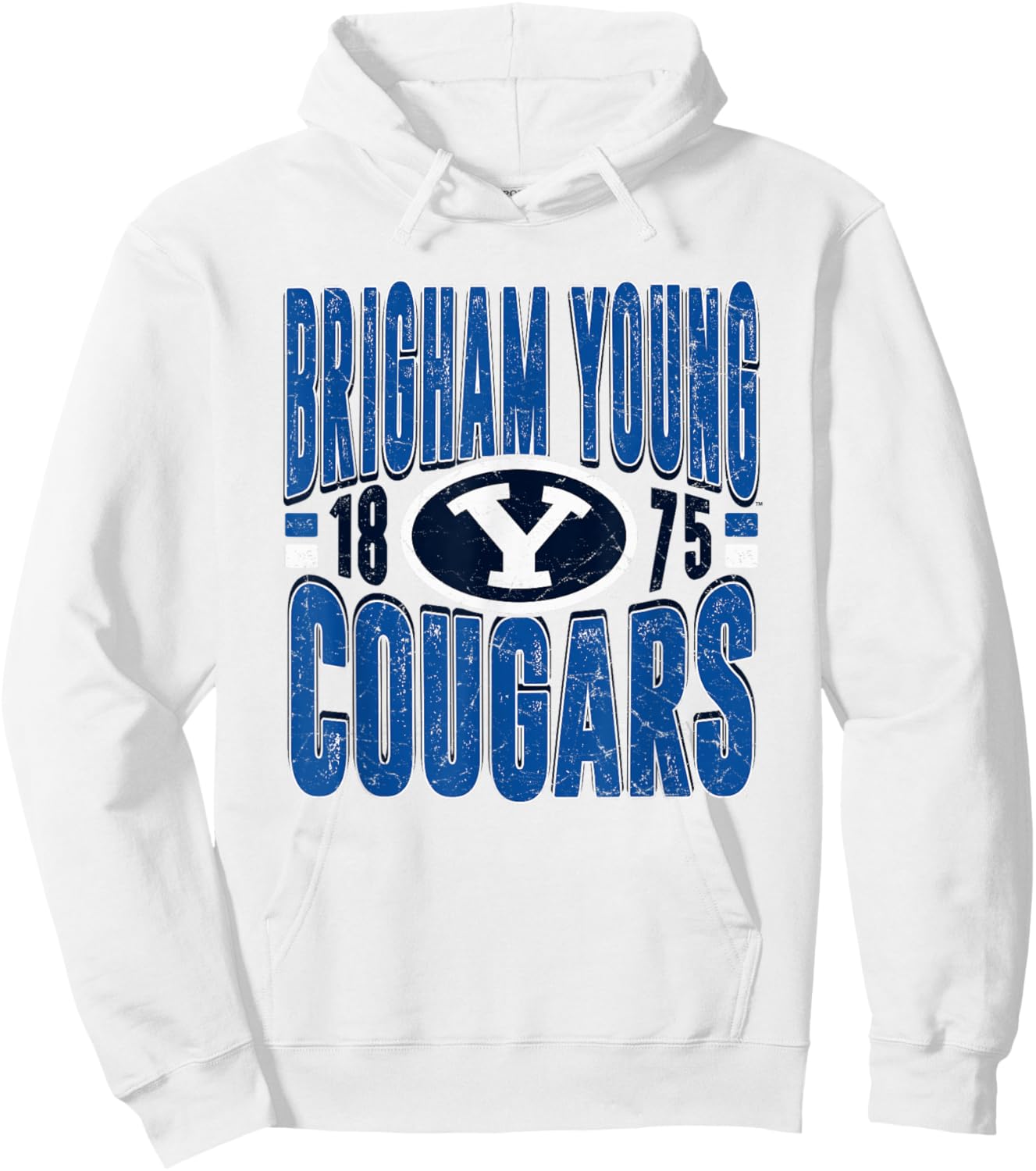 BYU Cougars Vintage 90's Retro Gray Officially Licensed Hoodie - Hoodie | White