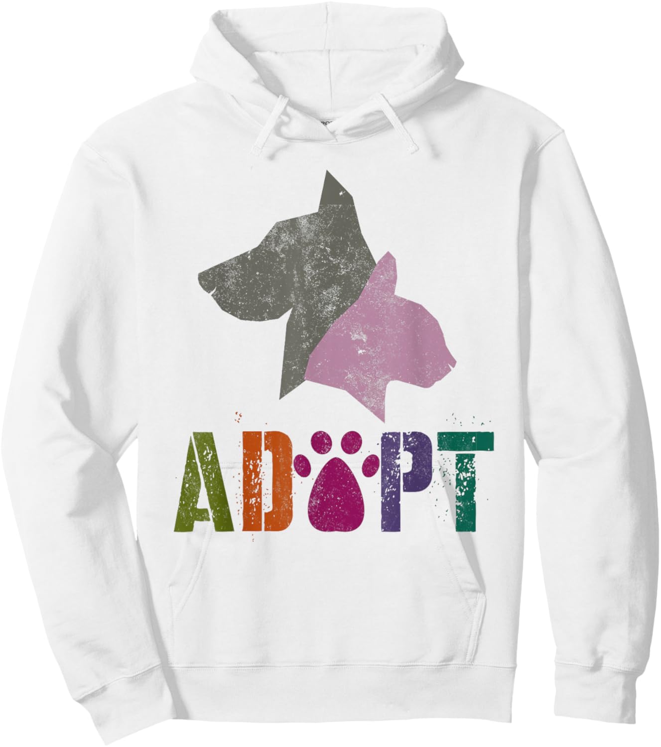 Vintage ADOPT Animal Rescue Shelter Cat Dogs Adoption Foster Women Kids Hoodie - Hoodie | White