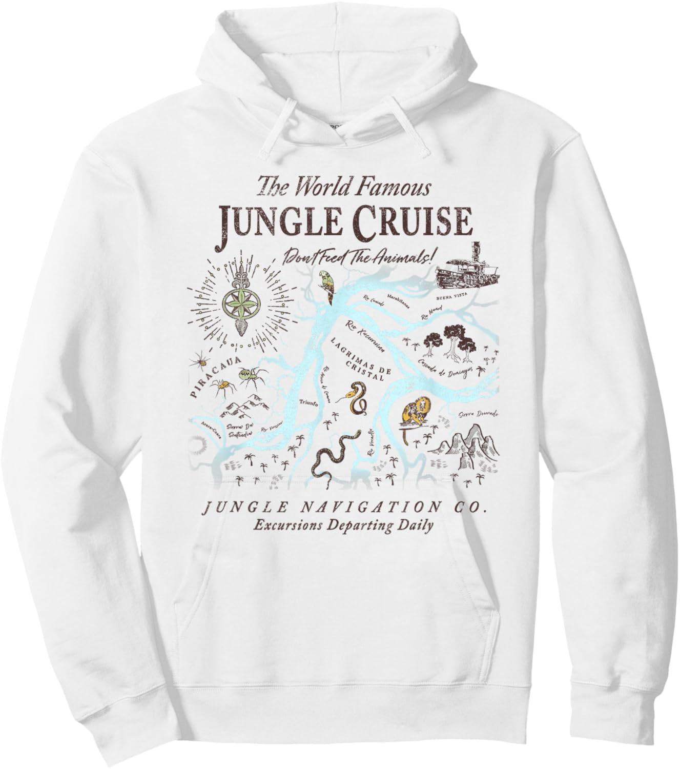 Disney Jungle Cruise World Famous Excursions Departing Daily Short Sleeve Hoodie - Hoodie | White