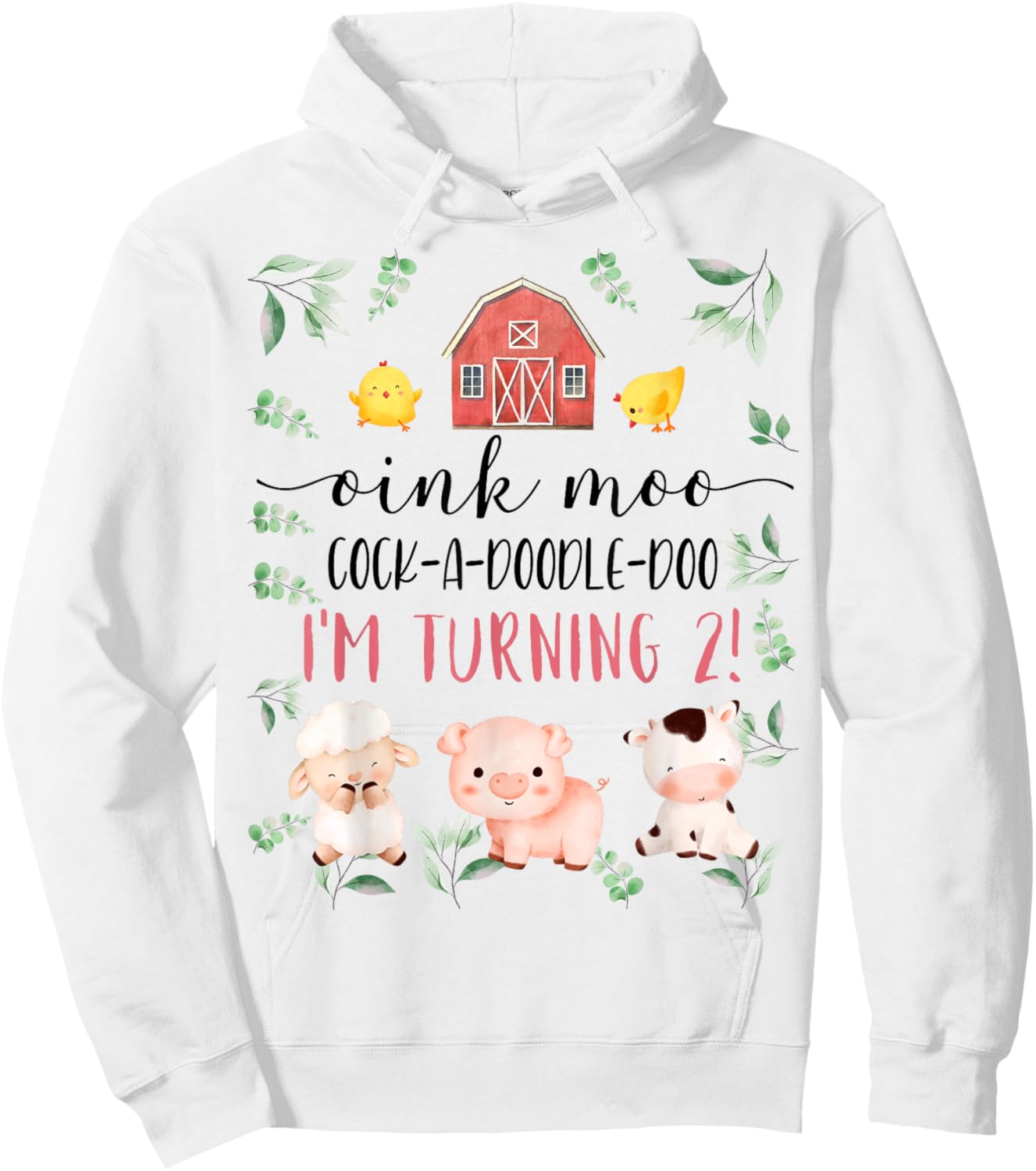 2nd Birthday Oink Moo Cockadoodle Doo Second Bday Party Hoodie - Hoodie | White