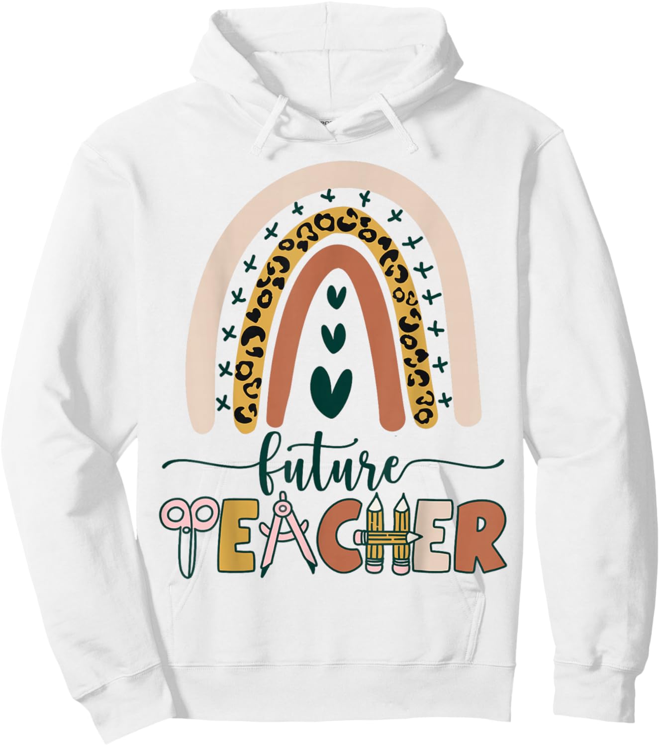 Future Teacher Boho Rainbow Leopard New Grad Student Hoodie - Hoodie | White