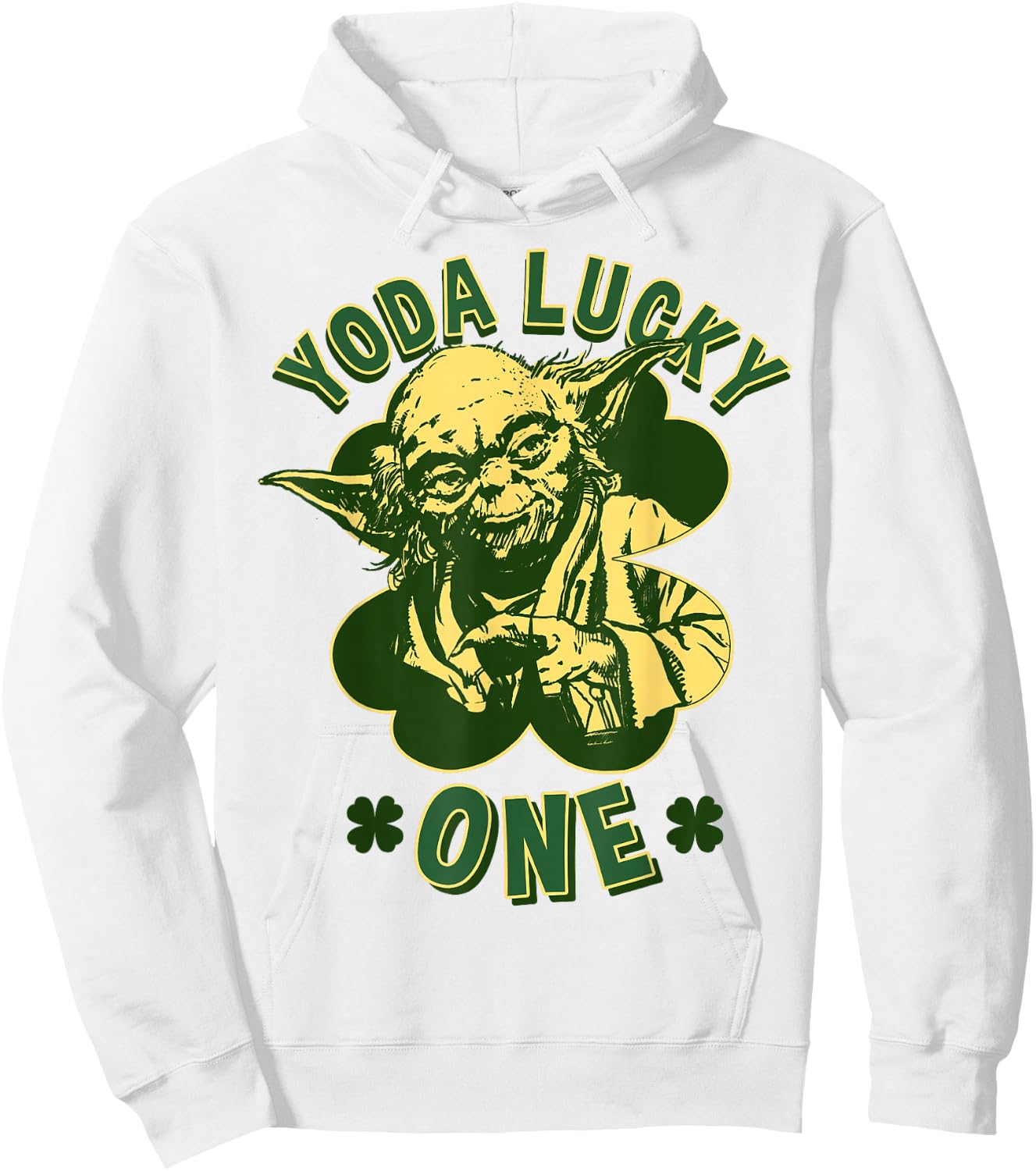 Star Wars St. Patrick's Day Yoda Lucky One Retro Clover Hoodie - Hoodie | White