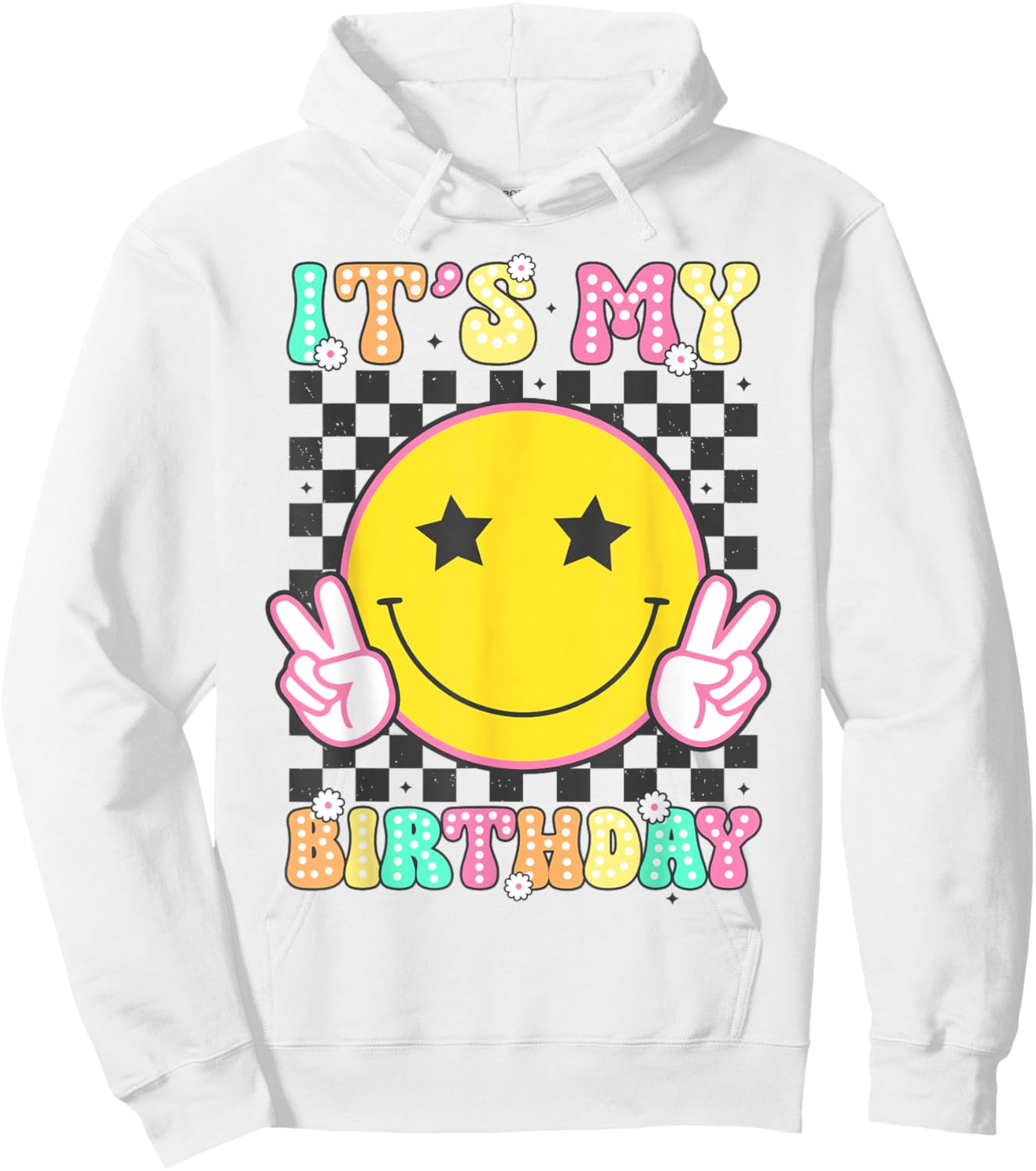 Groovy It's My Birthday Girls Women Teens Kid Bday Flower Hoodie - Hoodie | White
