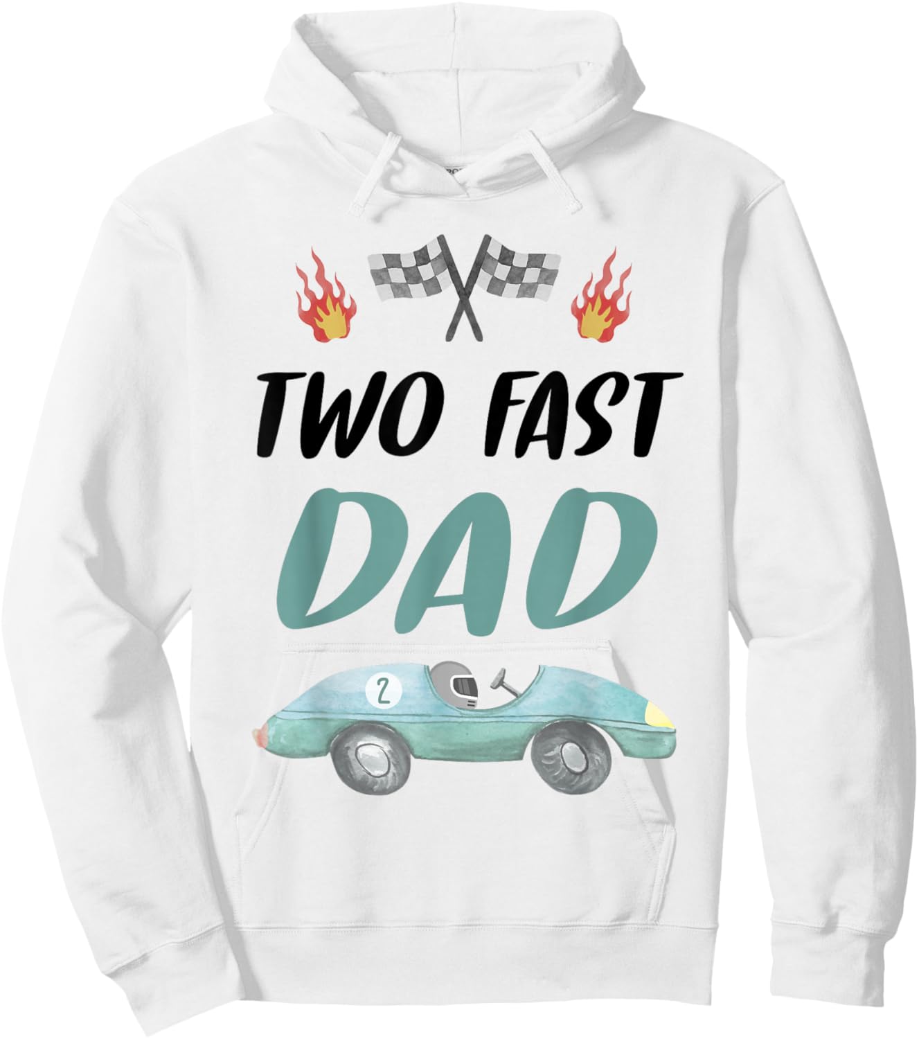 Dad Daddy 2nd Birthday Two Fast Race Car Second Bday Party Hoodie - Hoodie | White