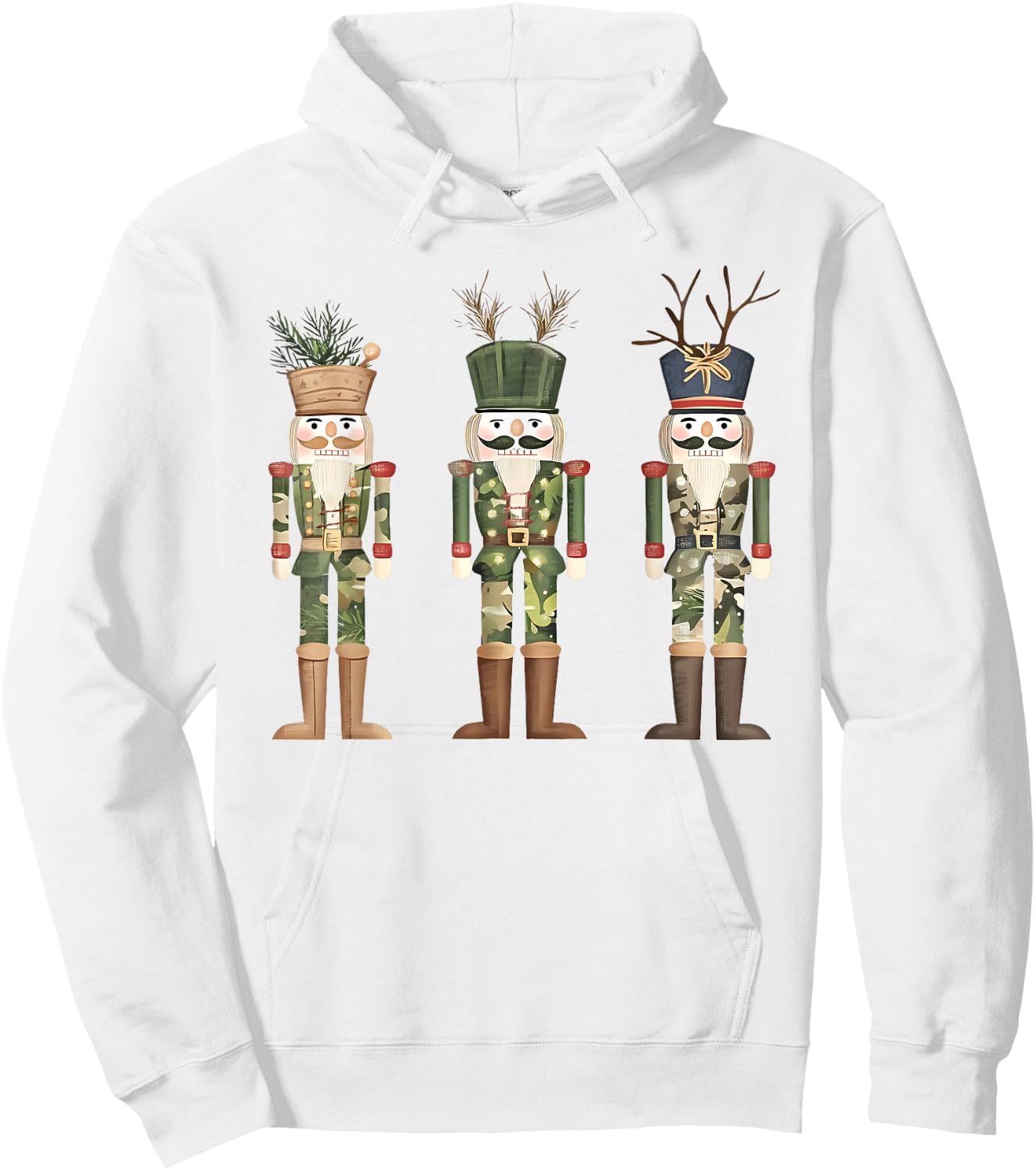 Old Camo Camouflage Nutcrackers Hunting Season Christmas Hoodie - Hoodie | White