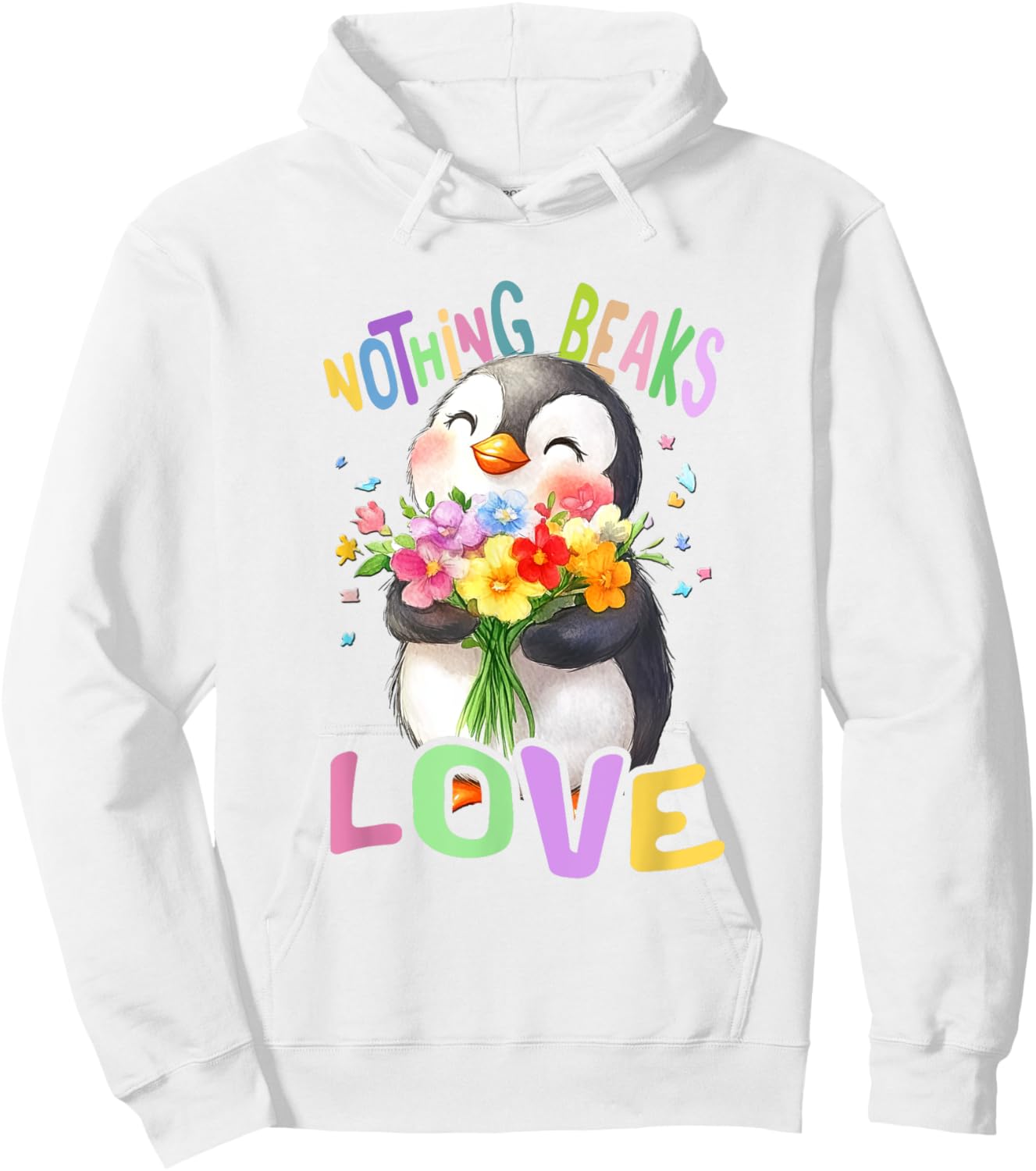 Penguin with Flowers Cute Penguins Funny Sea Animal Daughter Hoodie - Hoodie | White