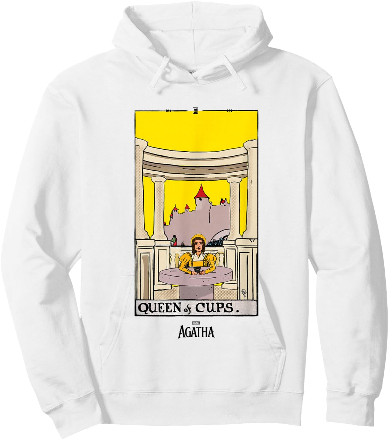 Marvel Agatha All Along Queen of Cups Vintage Tarot Card Hoodie - Hoodie | White