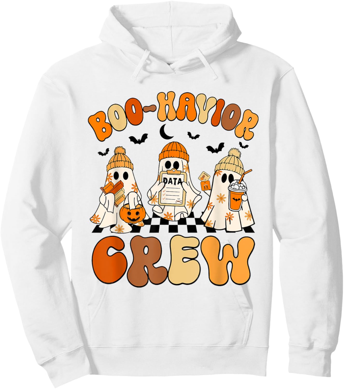 Retro Boo-Havior Crew Behavior Analyst Halloween ABA RBT Hoodie - Hoodie | White