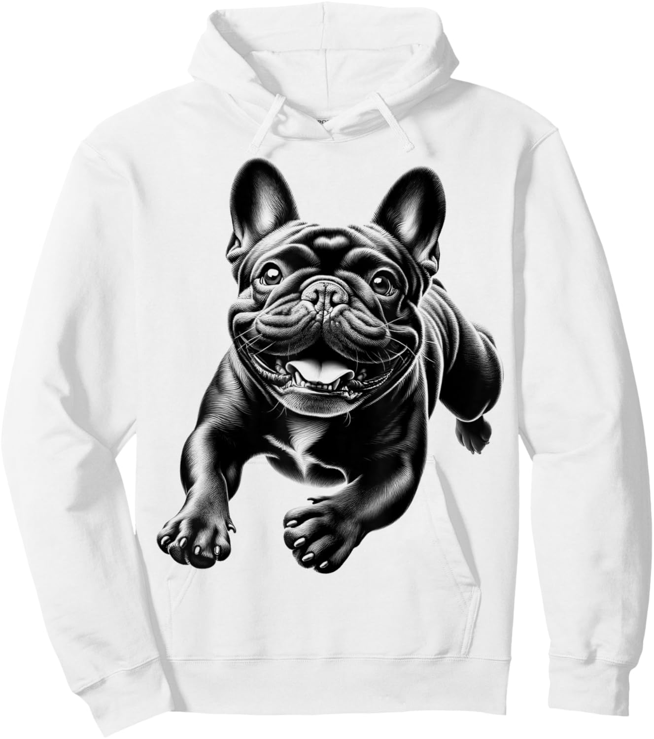 Cheerful Black French Bulldog in Jump Men Women Kids Hoodie - Hoodie | White