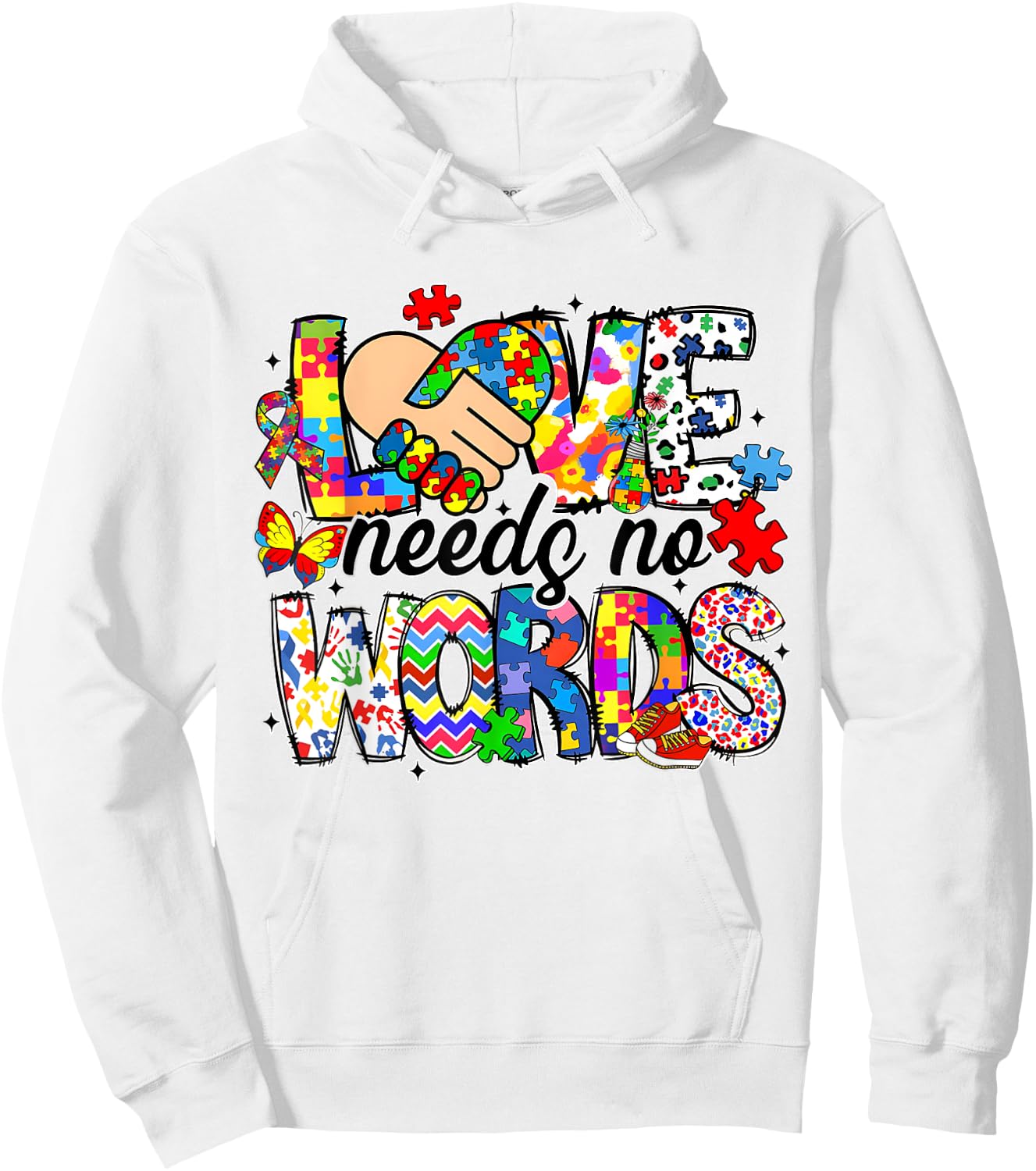 Love Needs No Words Autism Awareness Pride Autism Mama Hoodie - Hoodie | White