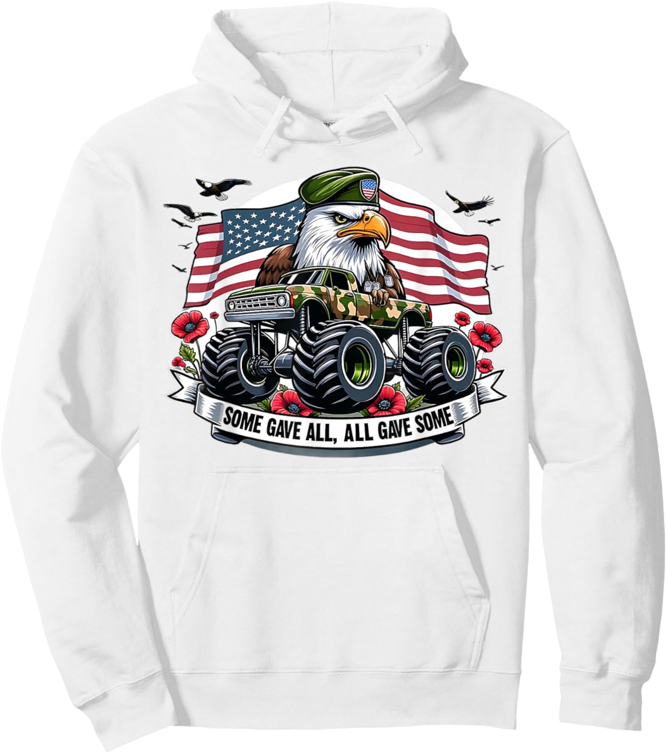 Kids Memorial Day Shirts Boys American Flag Shirt Eagle USA Hoodie - Hoodie | White