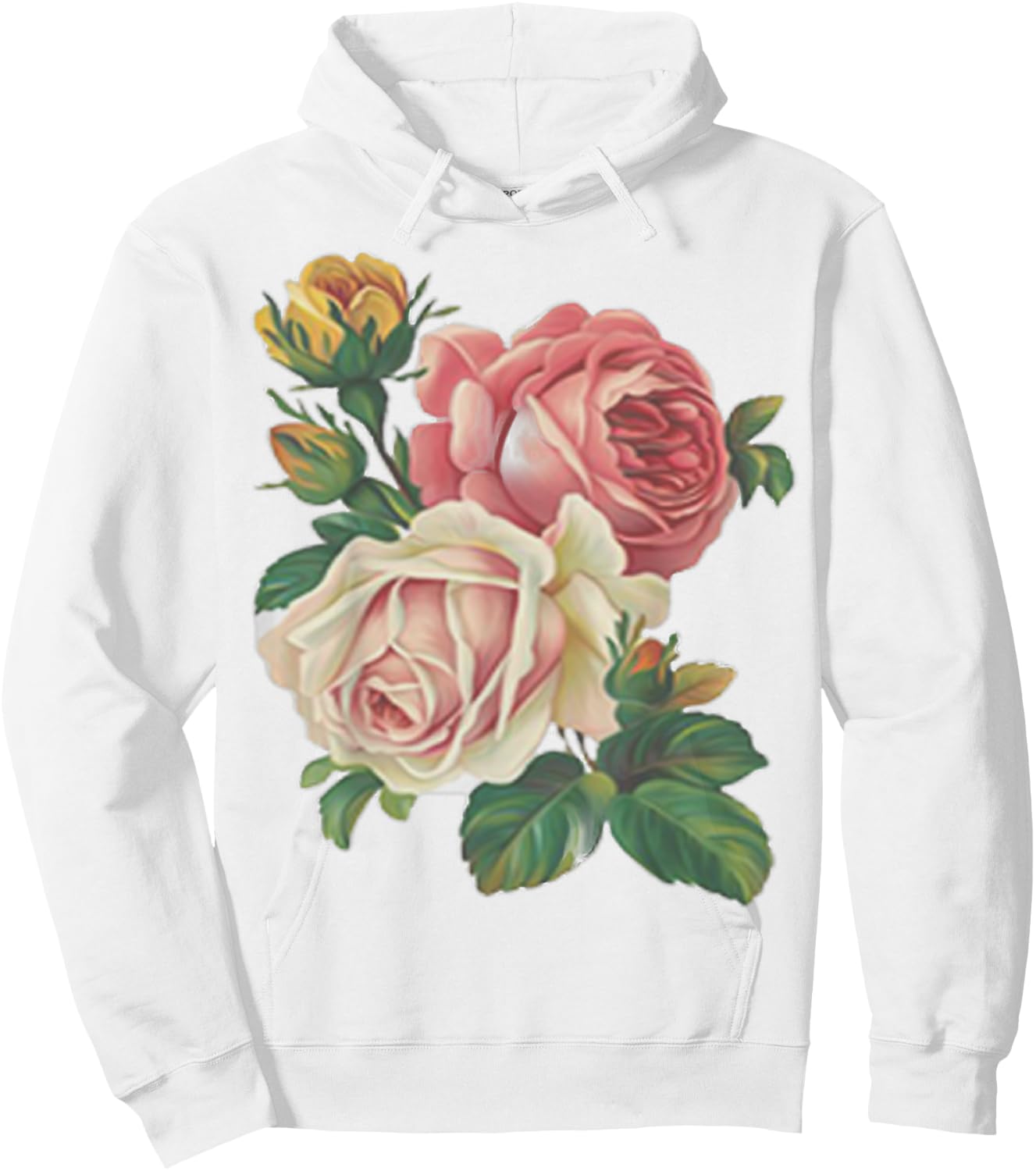 Roses Rose Floral Vintage Style Shabby Desert Chic Retro Hoodie - Hoodie | White